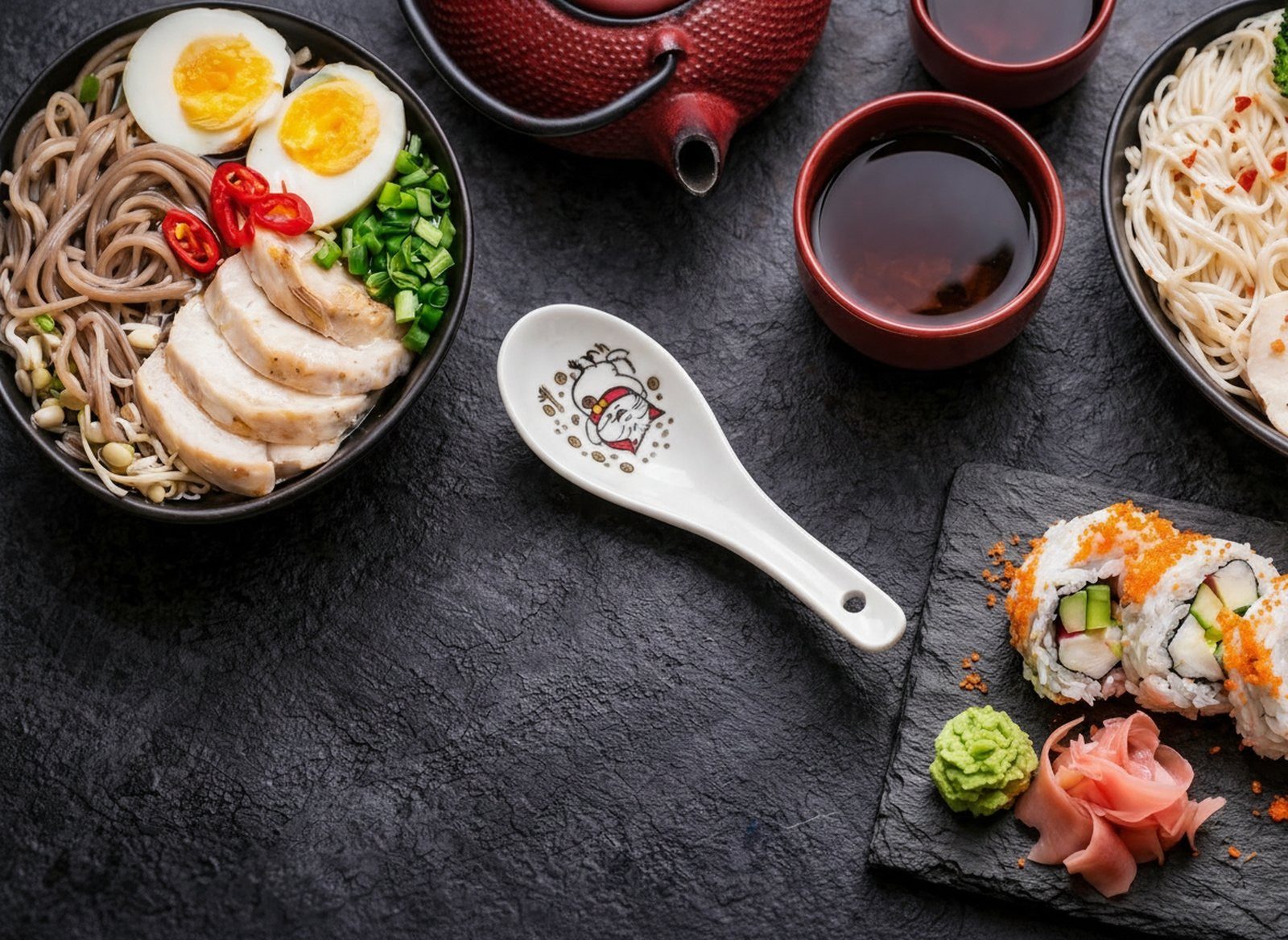 WestCraft Suppenlöffel Glückskatze Porzellanlöffel 3er Set für Ramen, Suppe, Reis & Dessert (3 Stück), Mit 3 Maneki Neko Motiven, lebensmittelecht & alltagstaug – Bild 4 von 5