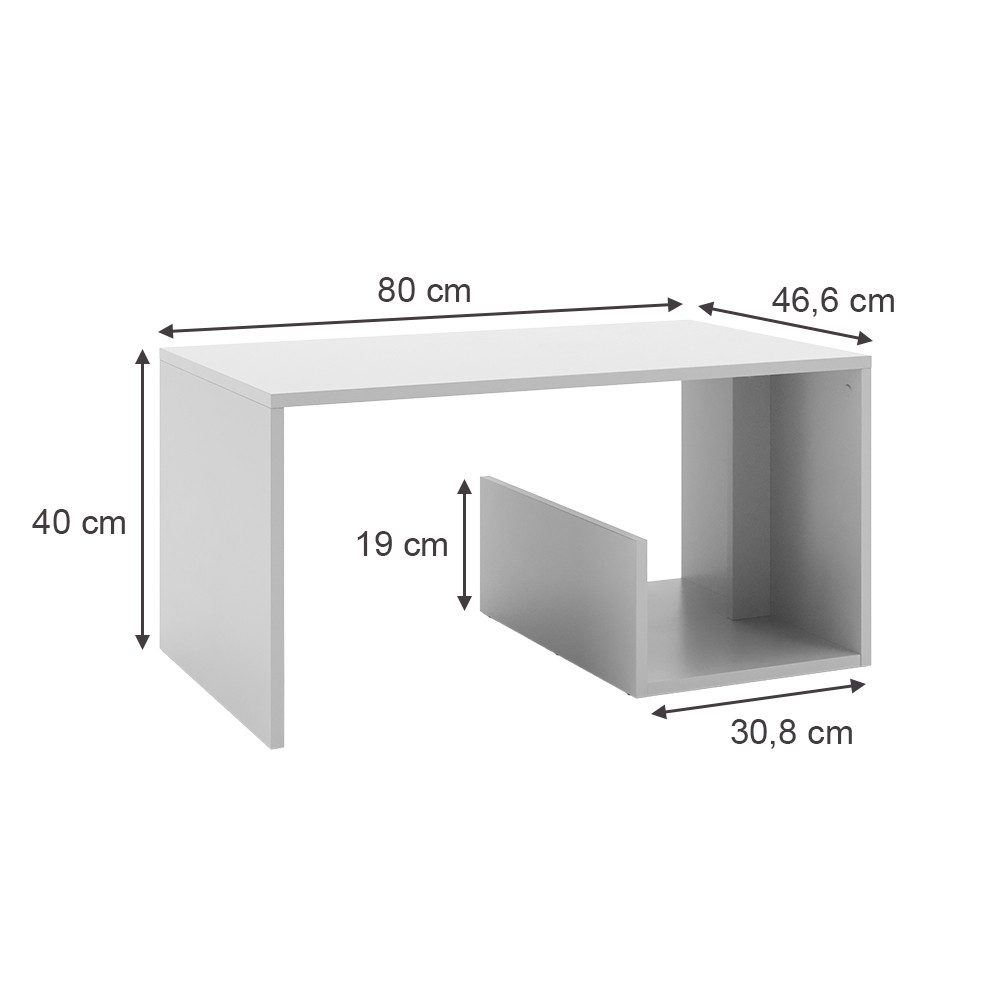 Vicco Couchtisch Lonar, Weiß, 80 x günstig online kaufen