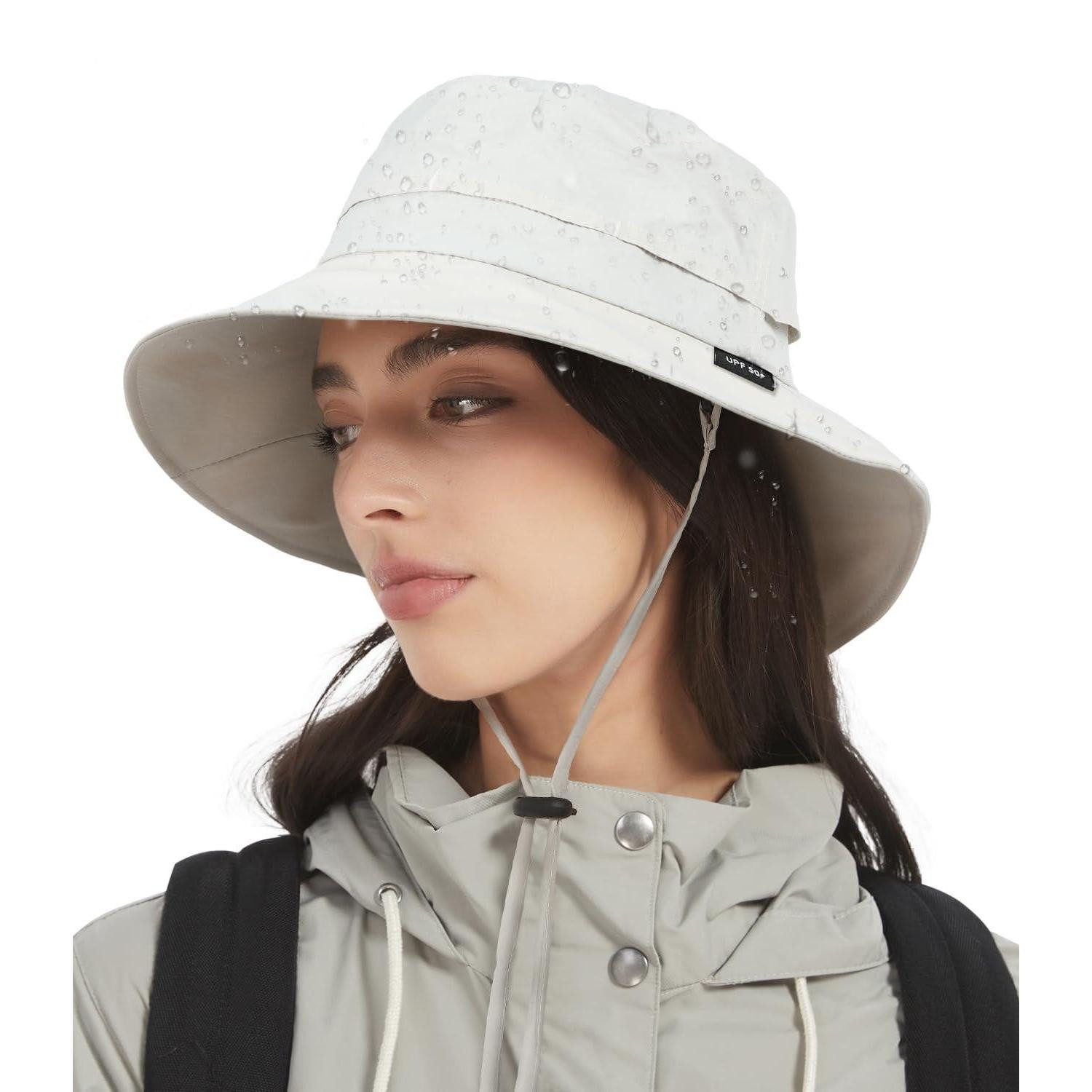 LuxusKollektion Outdoorhut Regenhut Damen Herren Wasserdicht Eimerhut UV Einheitsgröße Cool Grau