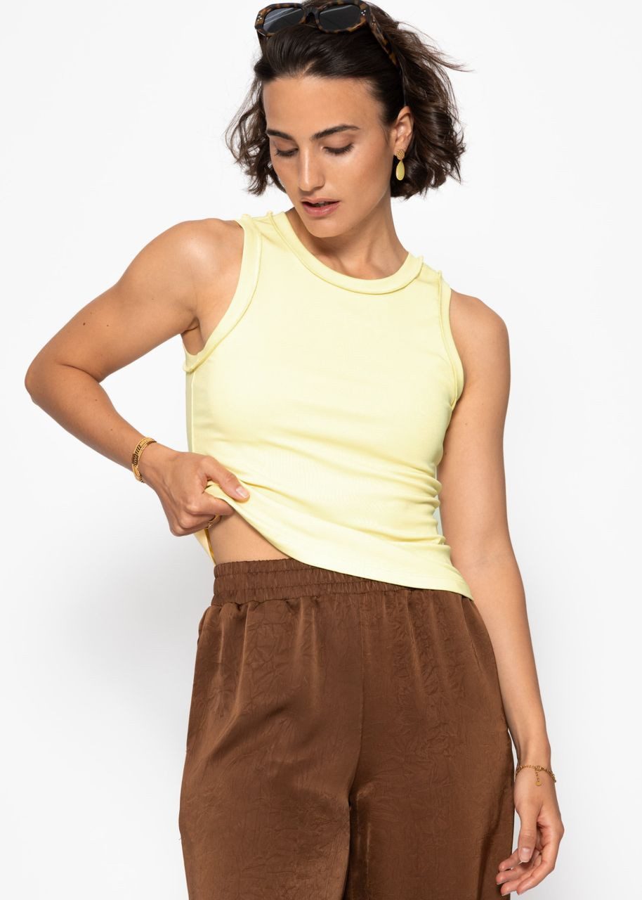 SASSYCLASSY T-Shirt Tank Top mit Außennähten Damen anliegendes Top mit Rundhalsauschnitt und Rückennaht weiß – Bild 5 von 5