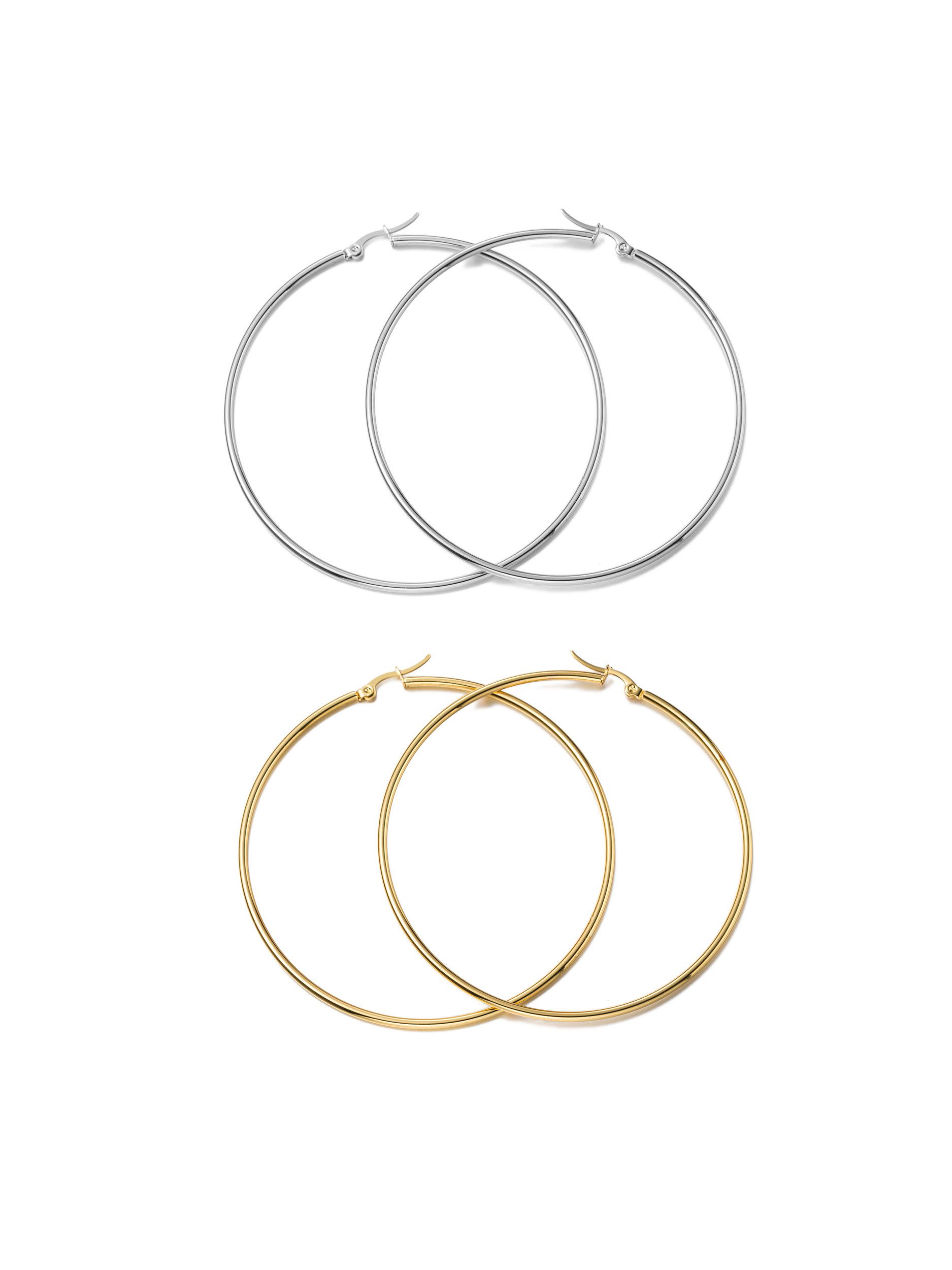 Aniston JEWELRY & WATCHES Creolen-Set Multipack Schmuck Geschenk Edelstahl Ohrschmuck Ohrringe (Set, 4-tlg), Made in Germany. € 19,99