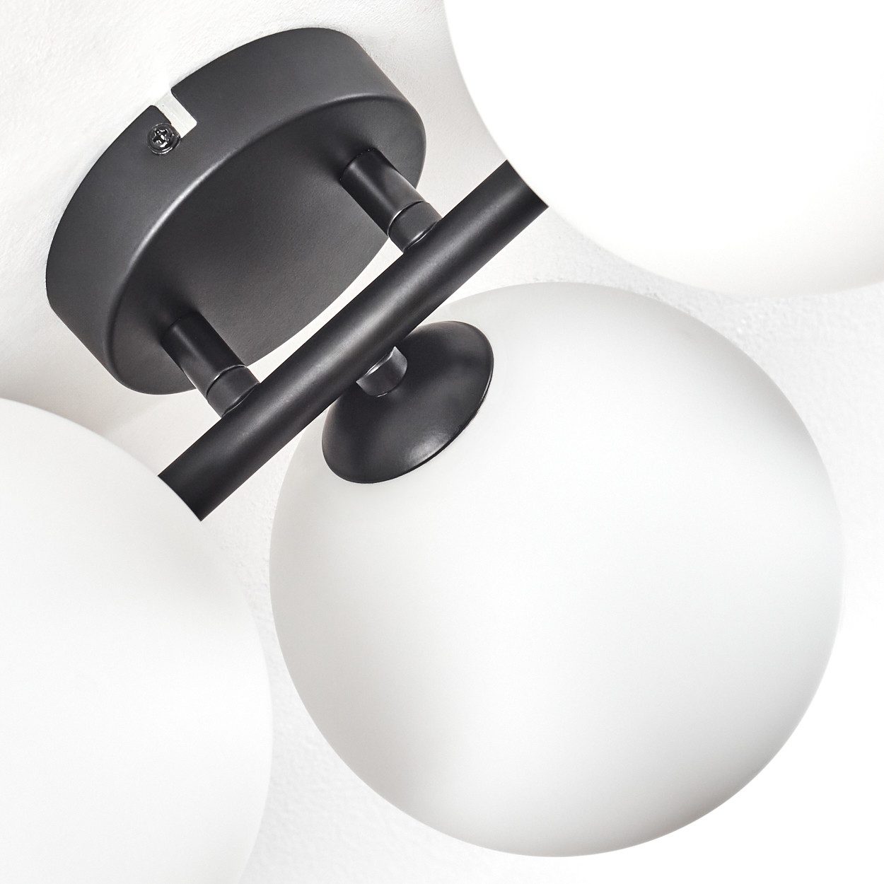 hofstein Deckenleuchte Deckenlampe aus Metall/Milchglas in Schwarz/Weiß, Deckenleuchte im modernen Vintage-Design (Schirme Ø 15 cm), 5 x G9