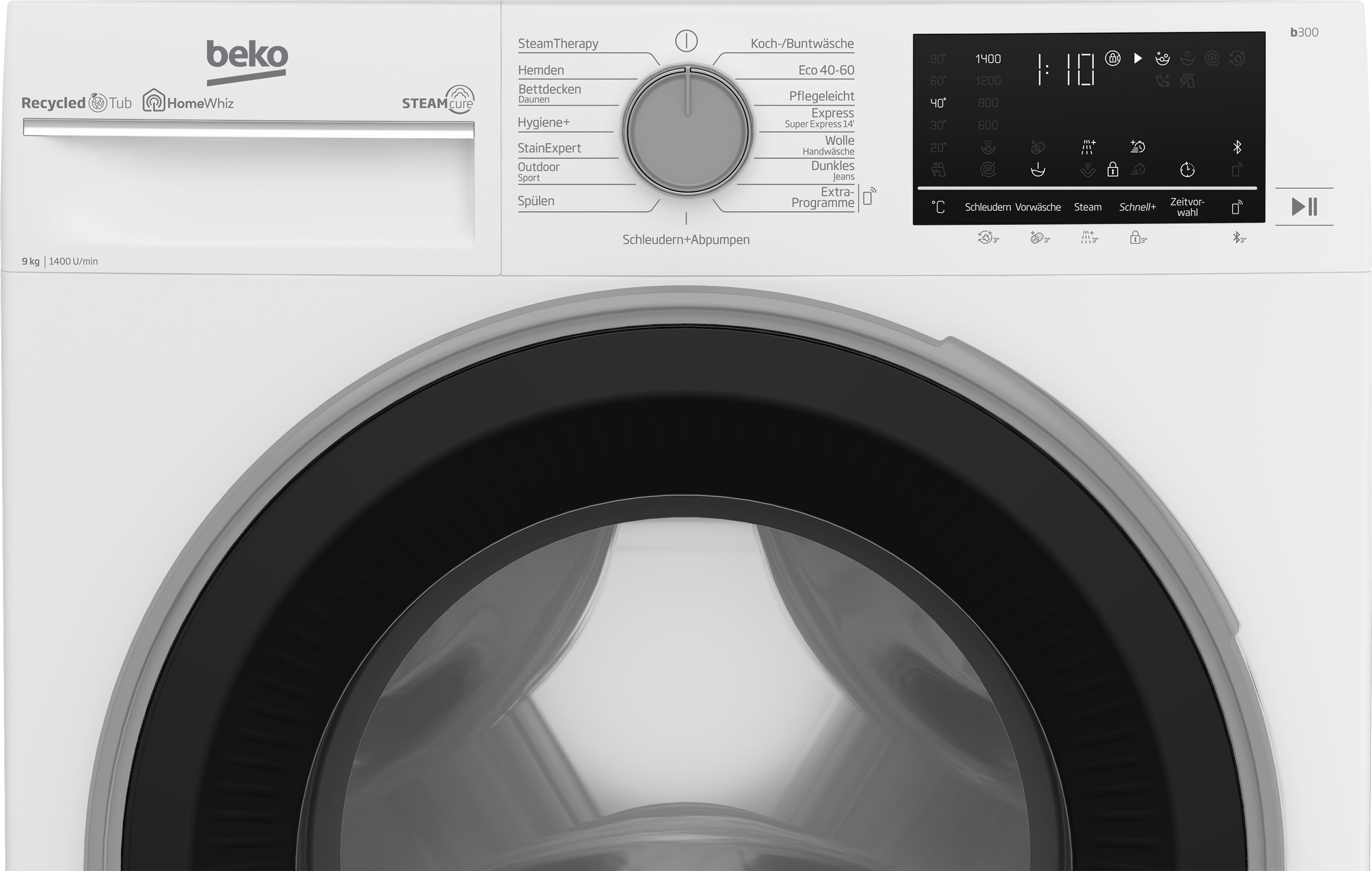 B3WFU59415W2, BEKO b300 allergenfrei SteamCure 9 kg, 99% - Waschmaschine U/min, 1400