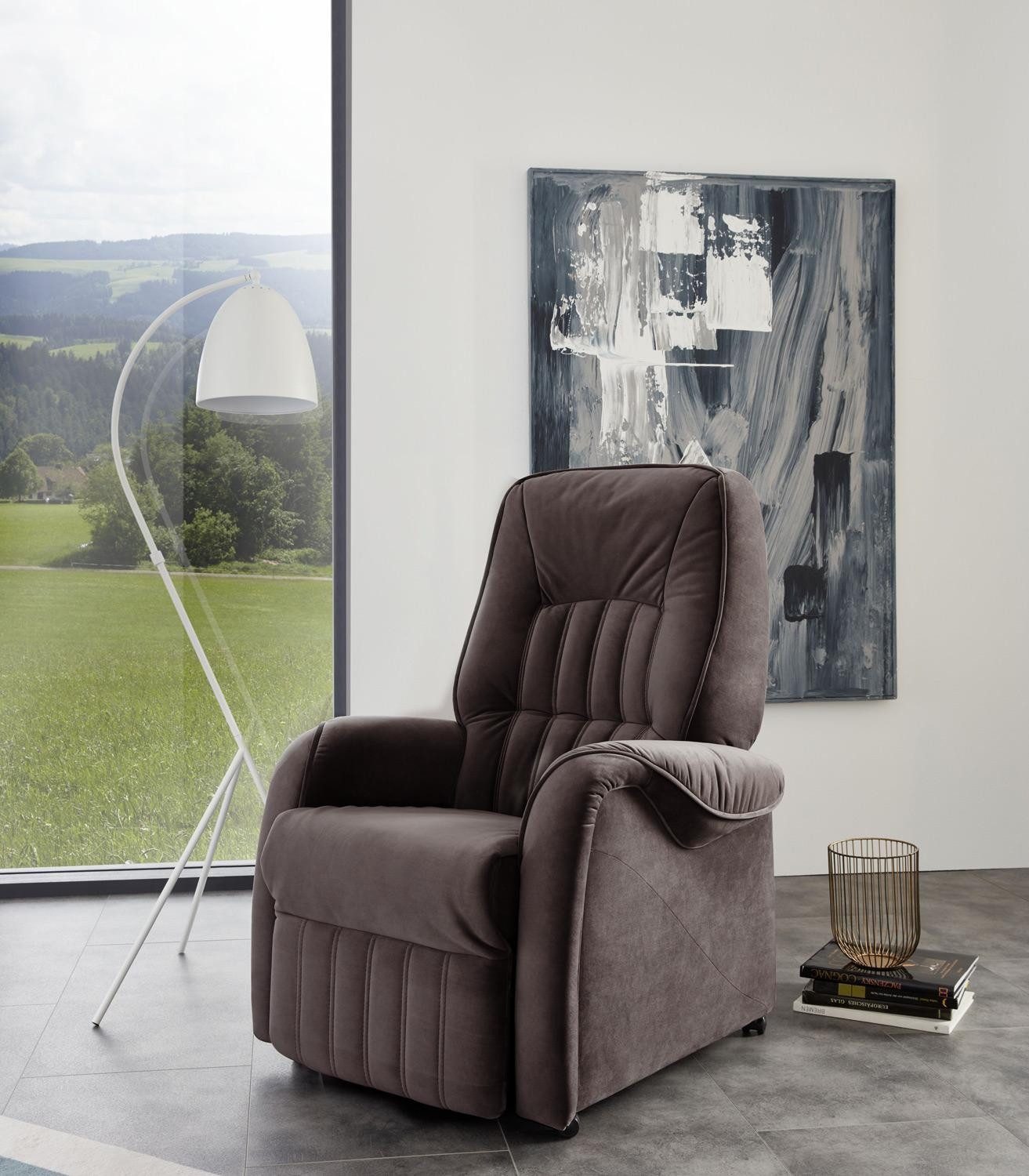 himolla TV-Sessel Fernsehsessel FRED, Braun, Polyester, 2-motorig, Elektrisch verstellbar