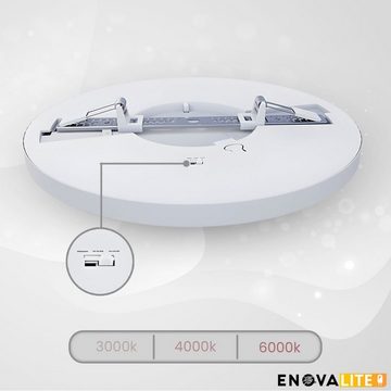 ENOVALITE LED Einbauleuchte LED CCT Panel, Ein-/Aufbau, 24W, 2565 lm, ø300x17mm, LED fest integriert, warmweiß, CCT, neutralweiß, kaltweiß, Lochdurchm. variabel, Lichtfarbe einstellbar