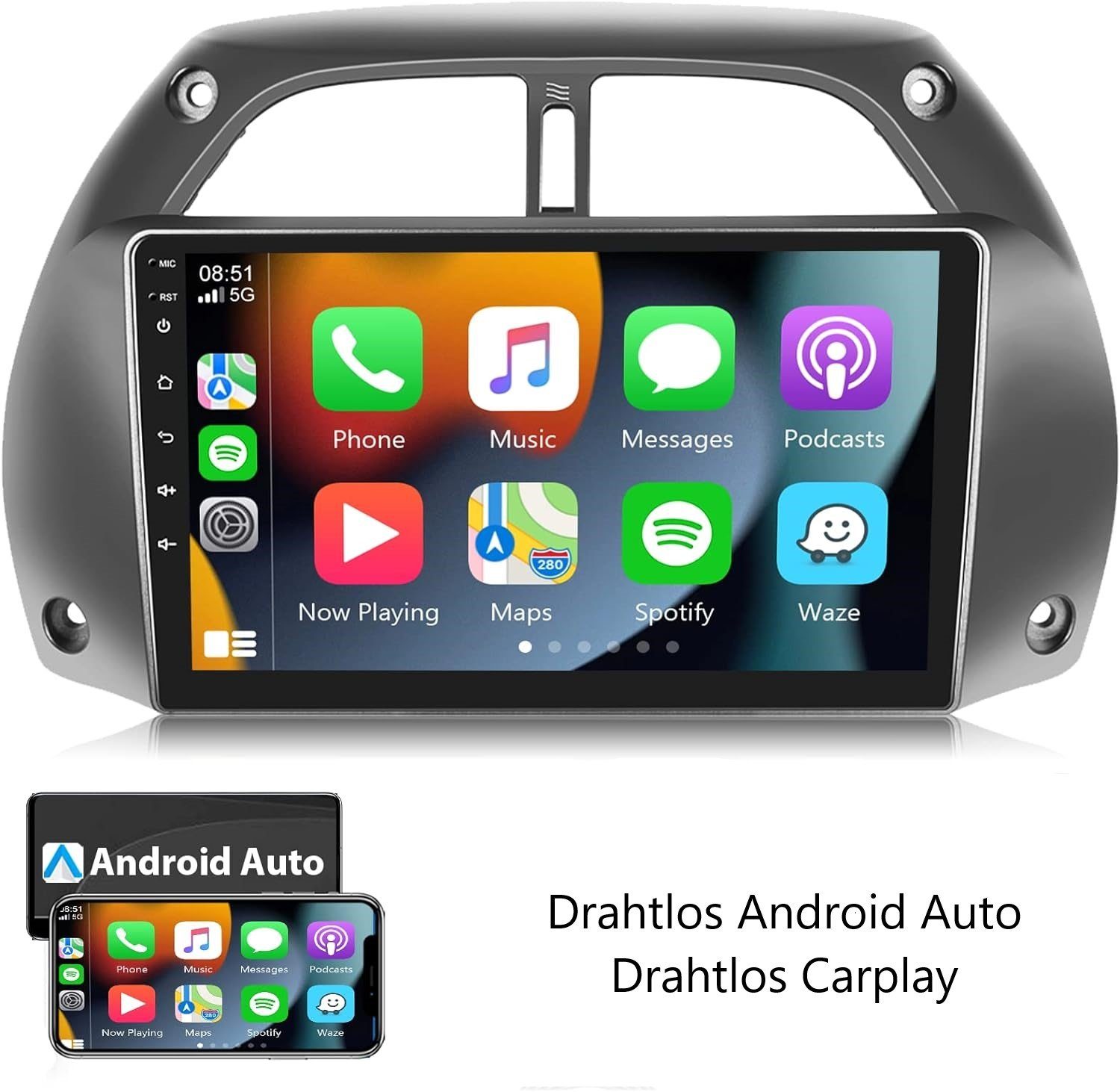 Für Toyota RAV4 Android 13 Autoradio 9 Zoll BT GPS Navi 2001-2006 FM Einbau-Navigationsgerät