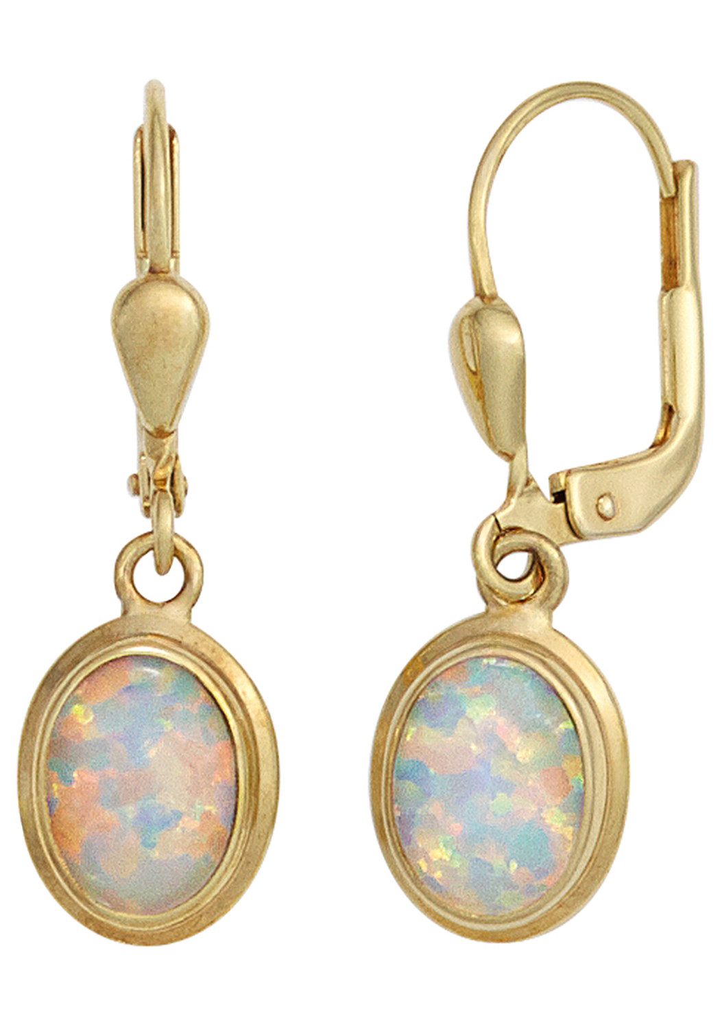 JOBO Paar Ohrhänger, oval 333 Gold mit ...