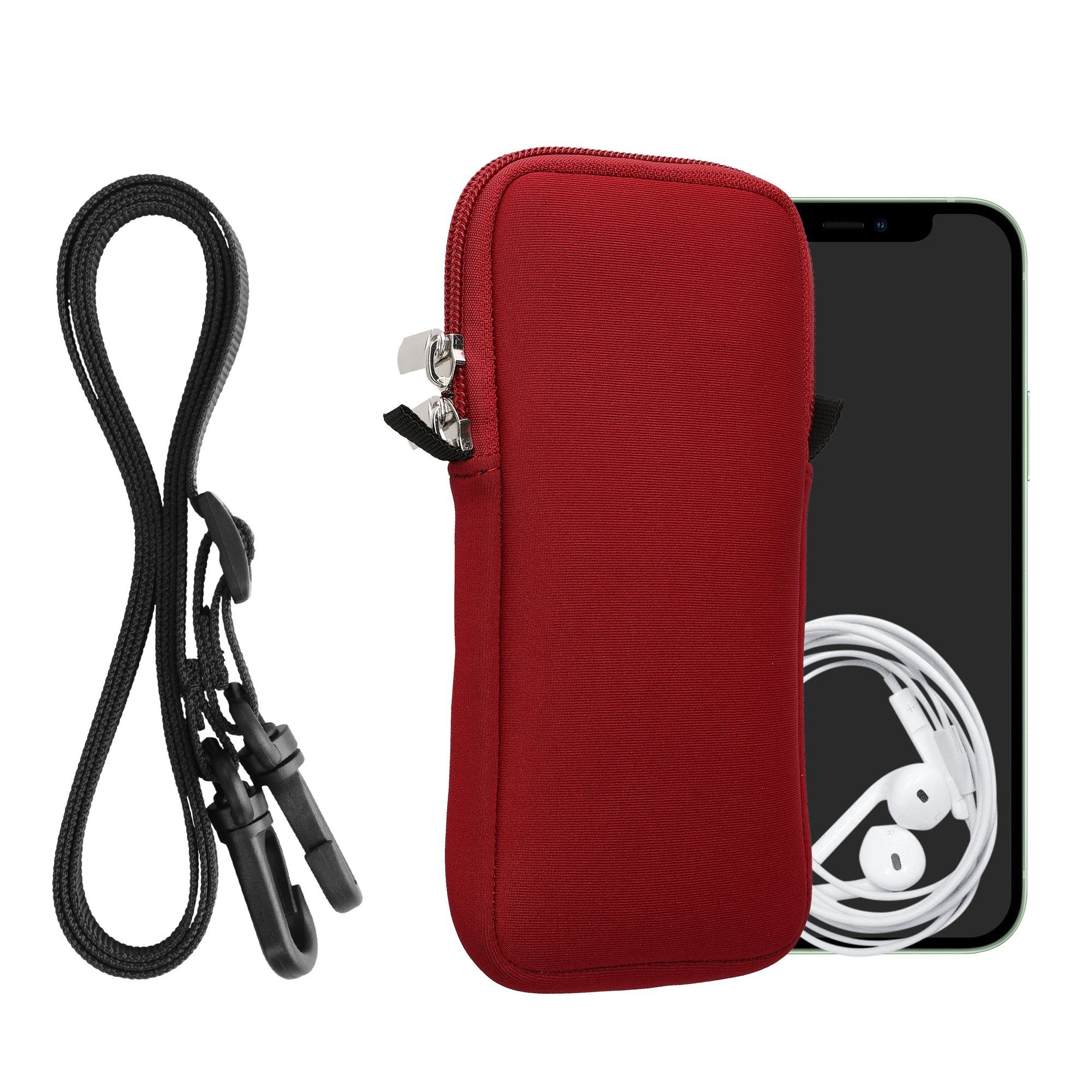 kwmobile Handyhülle Handytasche für Smartphones XXL - 7", Neopren Handy  Hülle mit Kordel - Tasche mit Handykette 17,7 x 8,5 cm