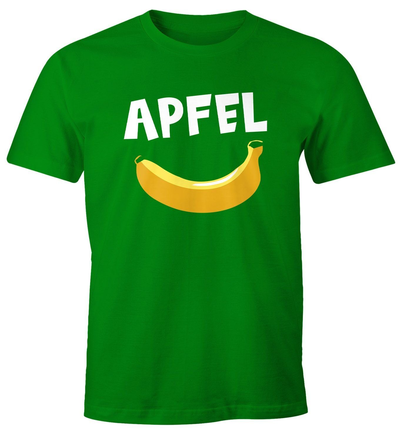 Print-Shirt Herren T-Shirt lustiger Aufdruck Apfel Banane Witz Scherz Fun-Shirt