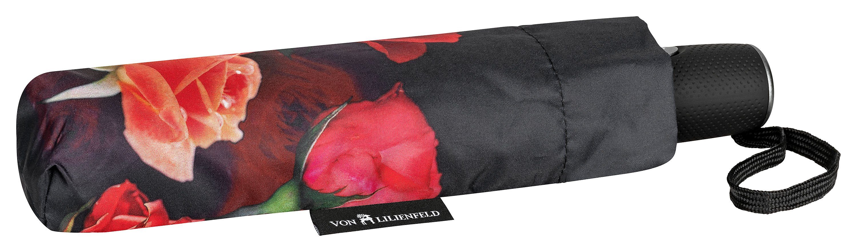 von Lilienfeld Taschenregenschirm Motivschirm Rosenbouquet Blüten Blumen Leicht Kompakt, Wellenkante