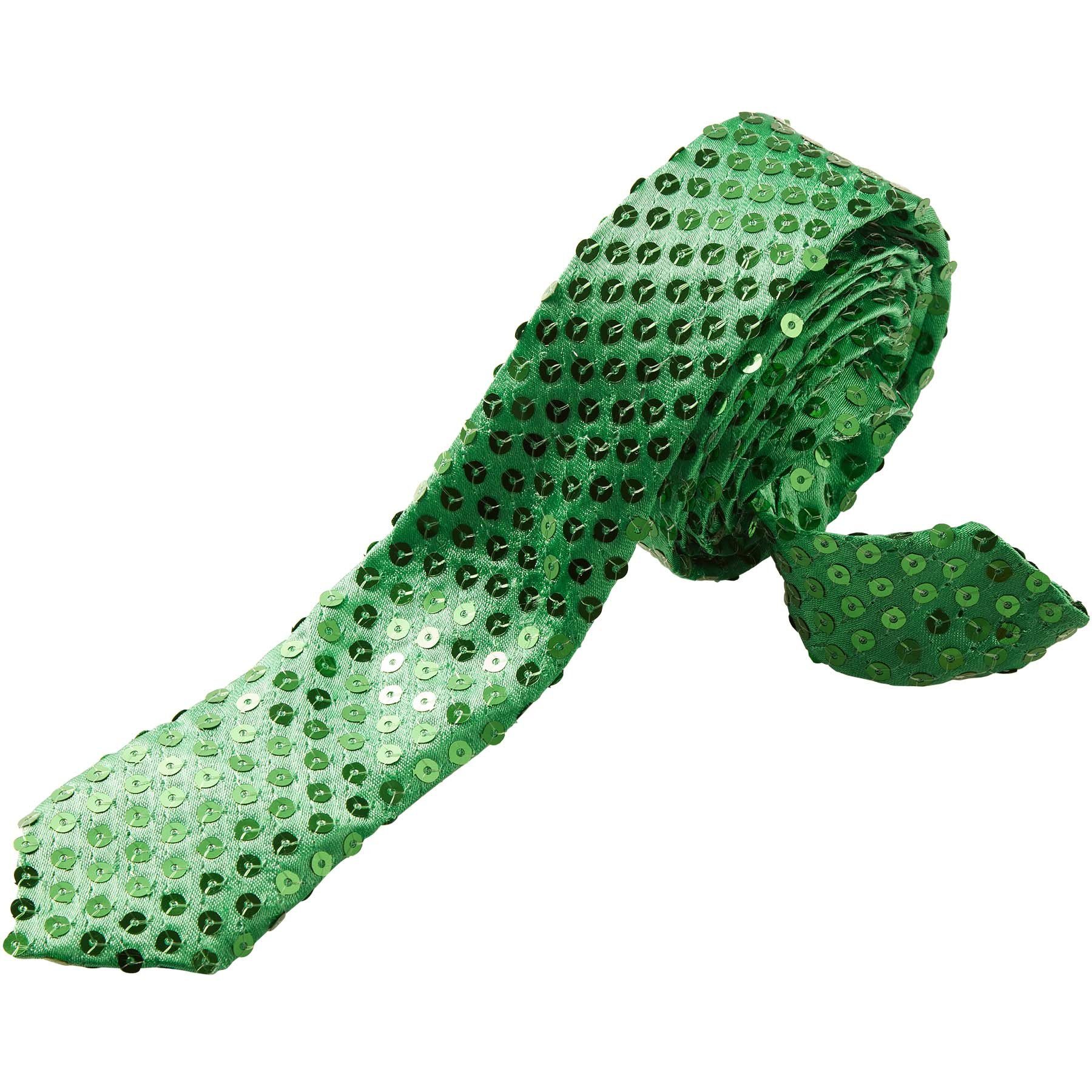 dressforfun Kostüm Faschingskleidung, auch Maskeradenverkleidung, in der Farbe grün, Unisex-Krawatte, Einheitsgröße, Glänzende Pailletten, Ca. 145 cm