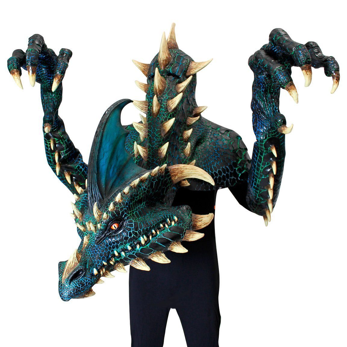 Ghoulish Productions Kostüm Königsdrache Latexkostüm, Absolut eindrucksvolle 'Maske' inklusive Klauenhänden aus Latex!