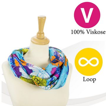 Sunsa Loop Damen Loop Schal. 100% Baumwolle Schlauchschal. Loopschal mit Blumen, Blumenmotiv Abstract