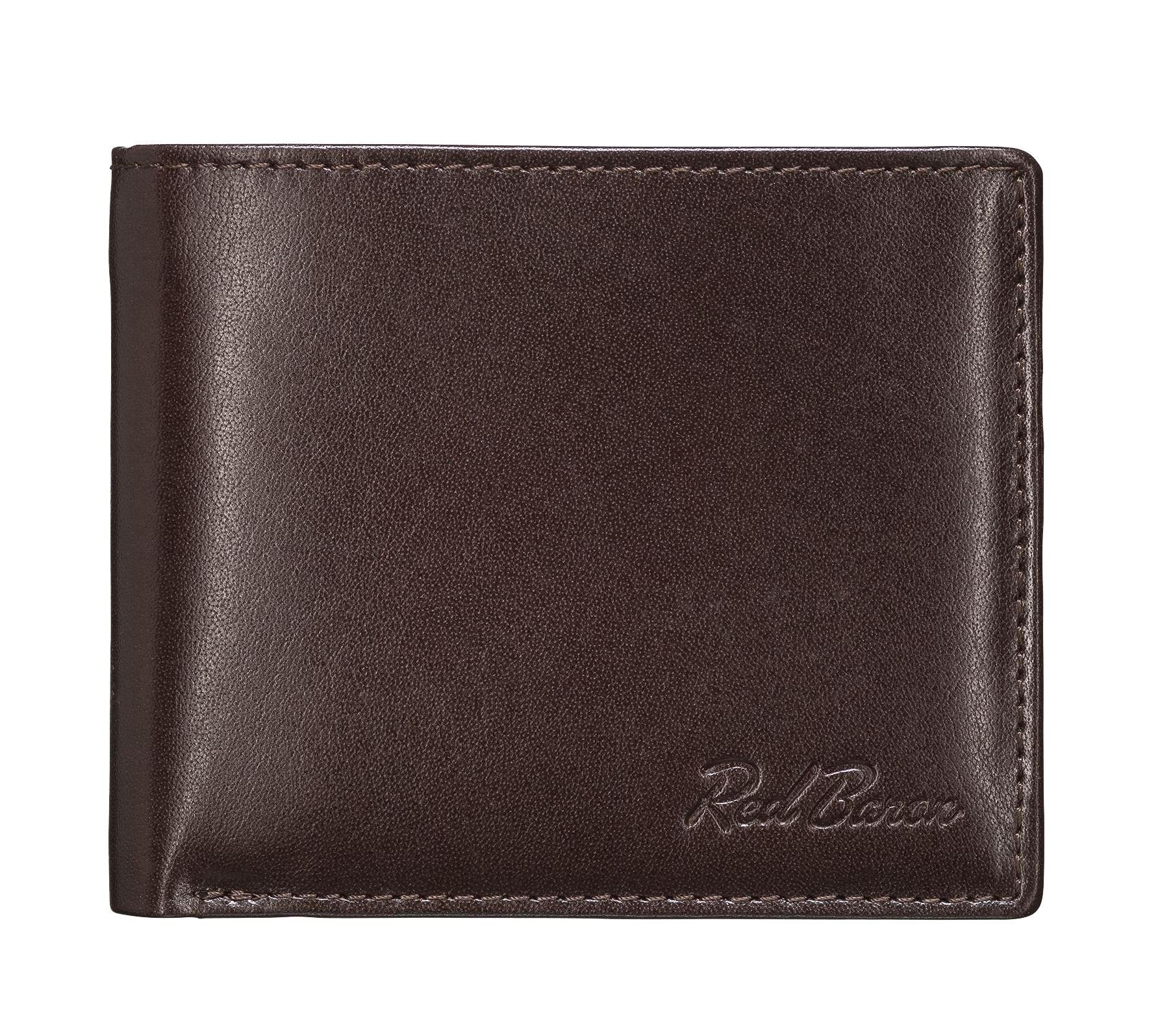 Red Baron Geldbörse Geldbeutel Leder Braun RB-WT-005-04, Kreditkartenfächer, Netzfach, Münzfach mit Druckknopf