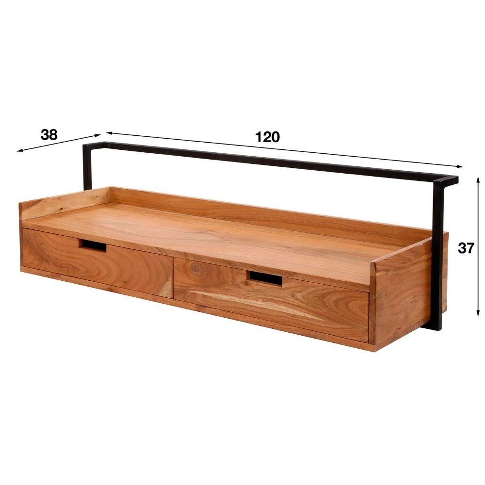 RINGO-Living Schreibtisch Massivholz mit und, Schubladen Möbel in Schreibtisch 2 Natur-dunkel Lolei