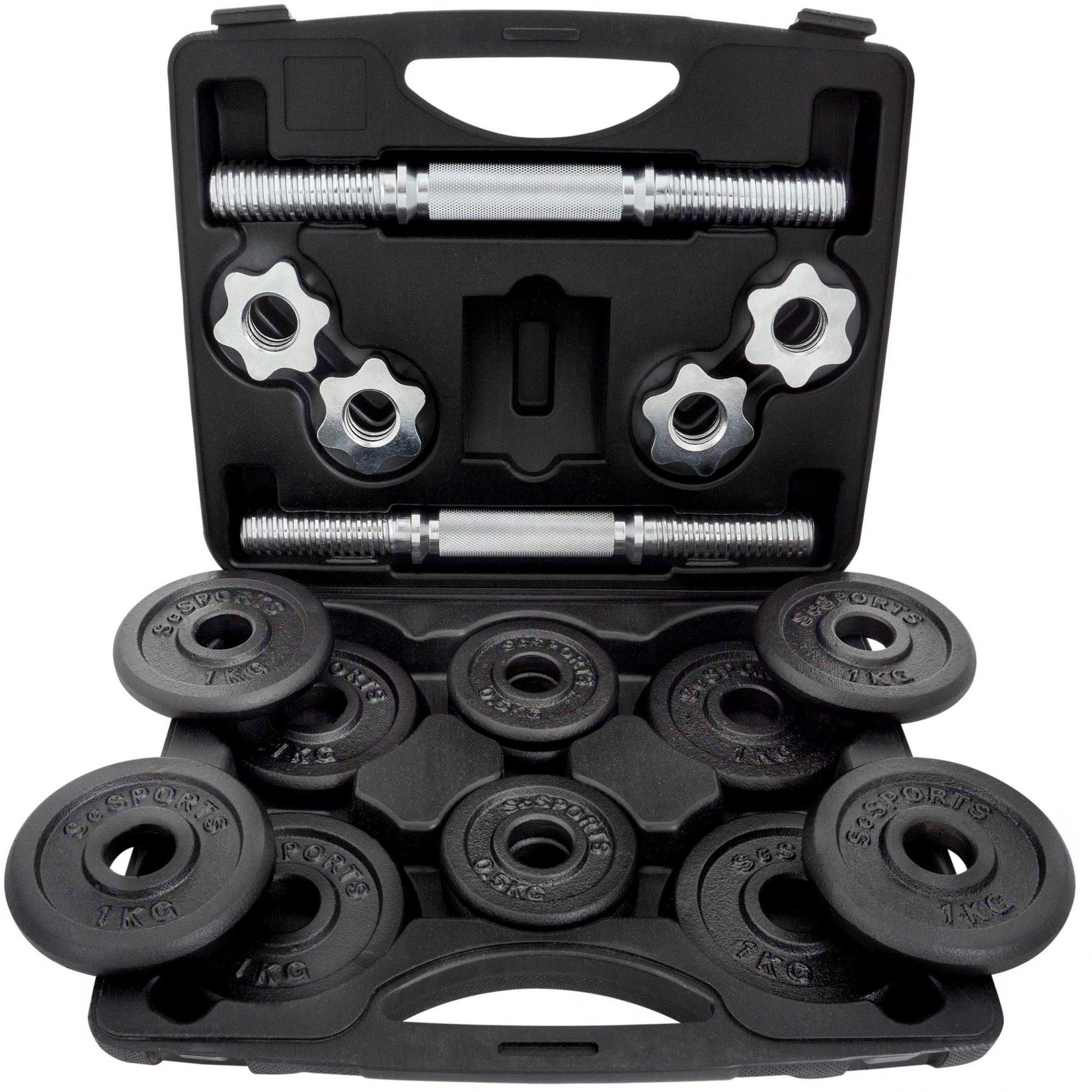 ScSPORTS® Hantel-Set 15/20kg mit Koffer 30mm Gusseisen Gewichte Hantelset