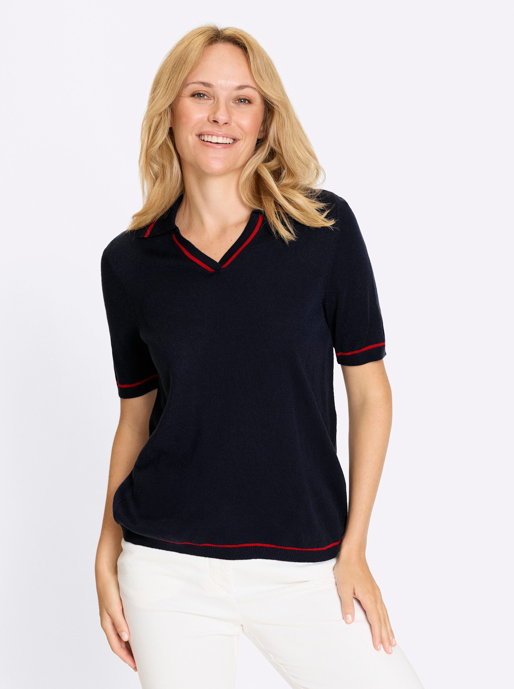 Sieh an! Strickpullover Polopullover Kurzarm Jersey günstig online kaufen