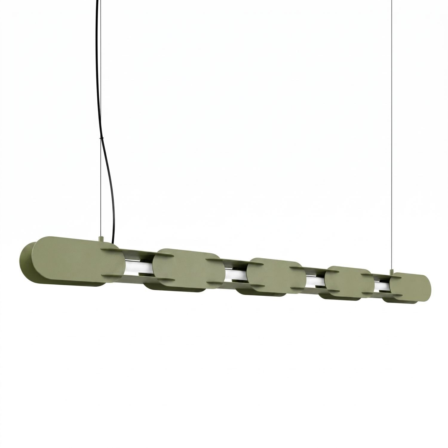 Licht-Erlebnisse Pendelleuchte HENRI, LED fest integriert, Neutralweiß, Metall LED dimmbar H: max. 200 cm Olivgrün länglich 4000 K 2355 lm