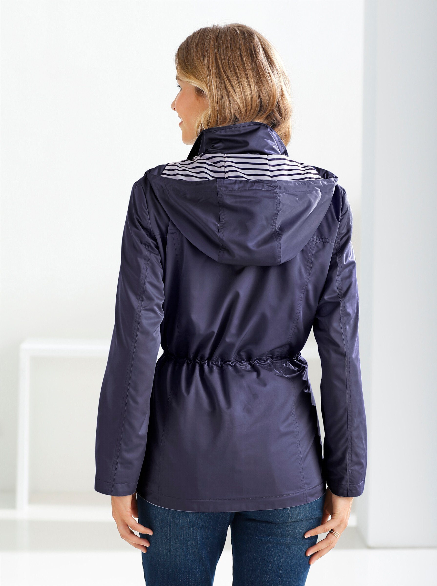 Sieh an! Allwetterjacke Jacke Langarm mit Kontrastfutter und Taillen-Tunnelzug