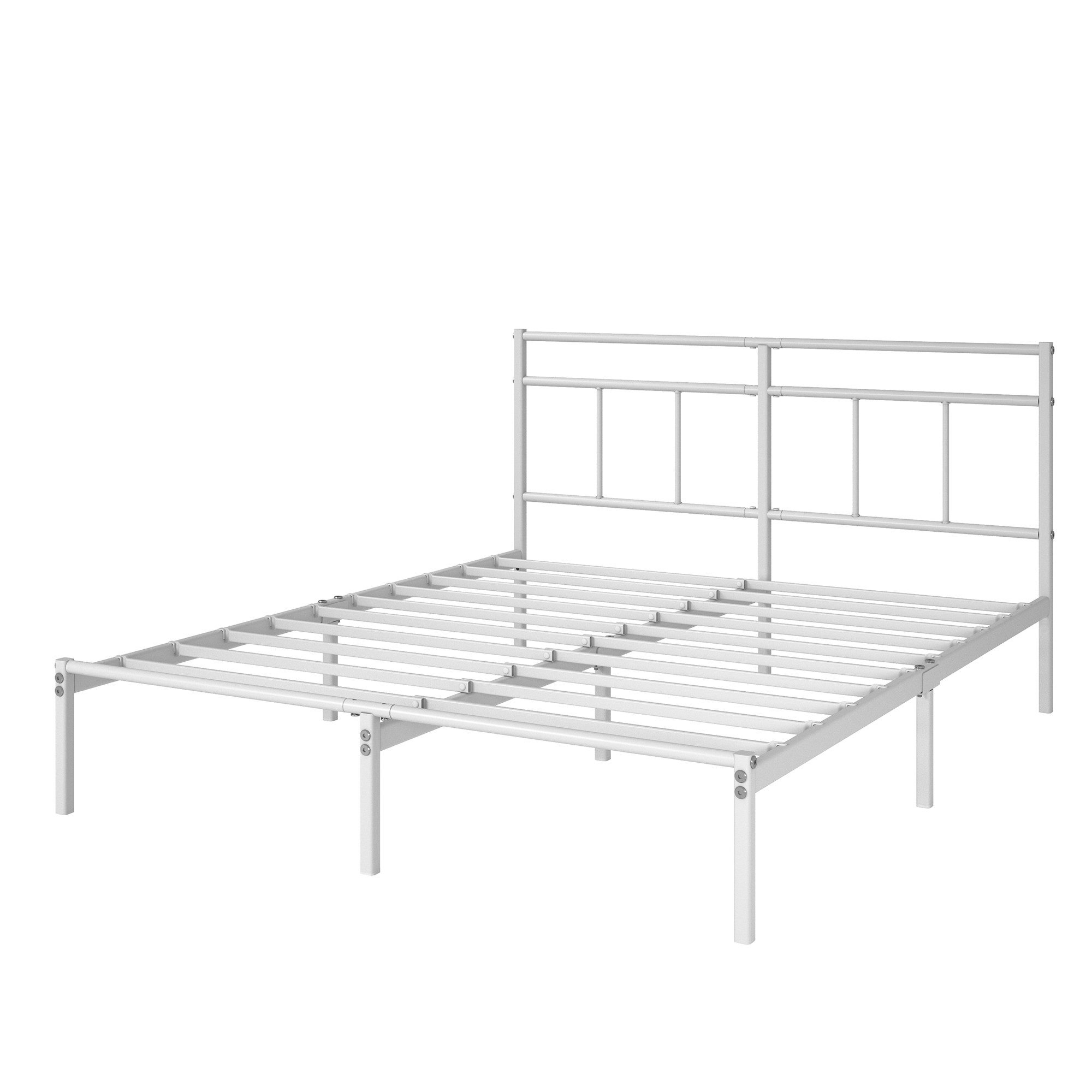ZINUS Bettgestell Florence Square mit Kopfteil (Weiß, 140x200 cm), Doppel/Einzelbett