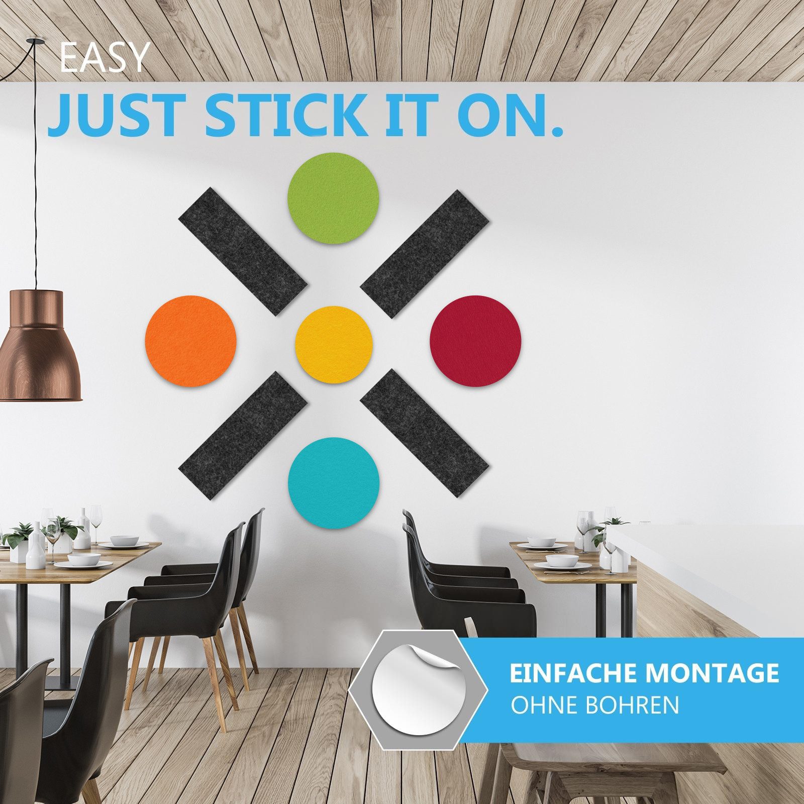 platino24 Akustikplatte 3 Rechtecke aus Basotect ® G+ in Granitgrau + Sonnengelb