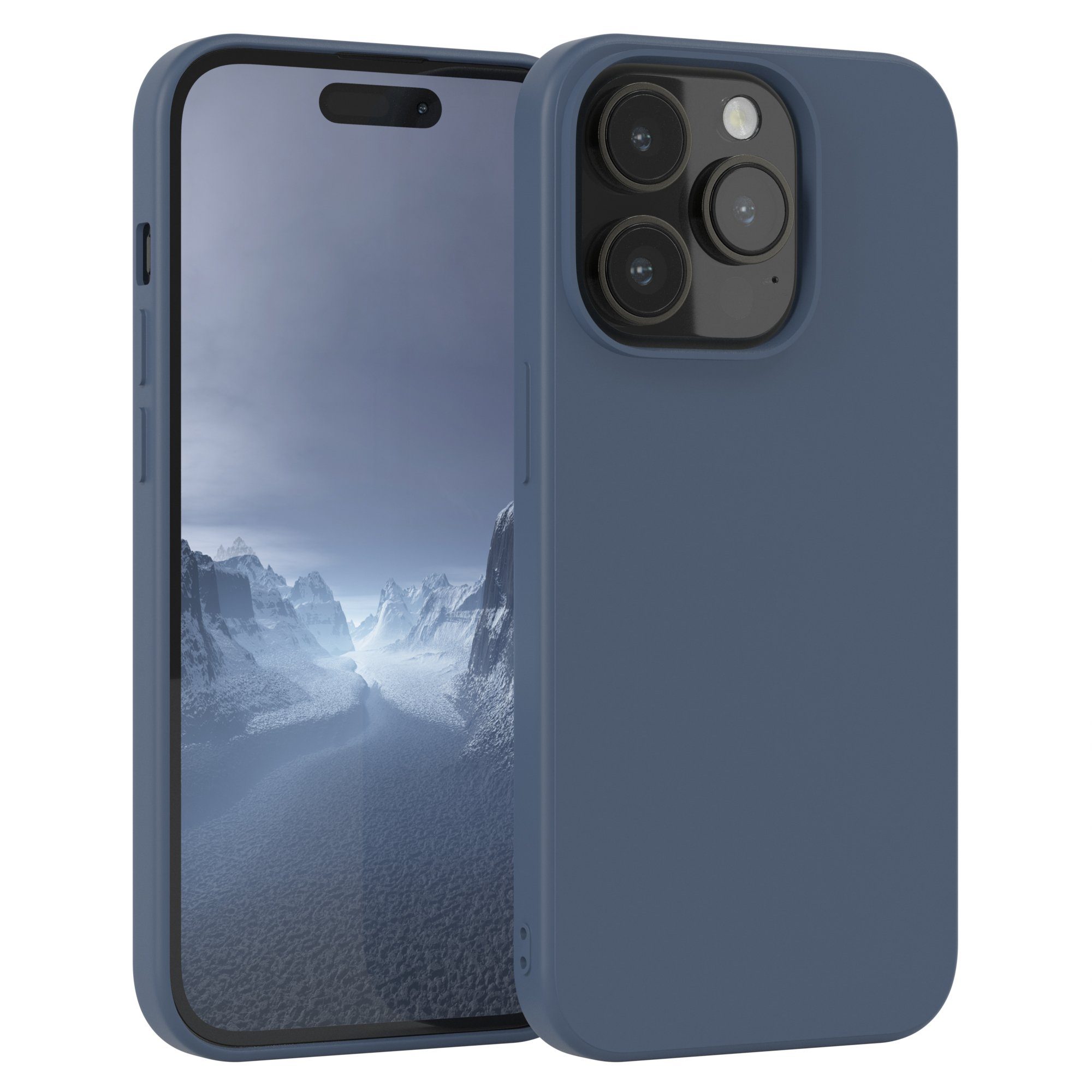 EAZY CASE Handyhülle für Apple iPhone 14 Pro Hülle Silikon 6,1 Zoll, Handy Softcase mattierte Silikonhülle Back Cover Soft Blau / Petrol