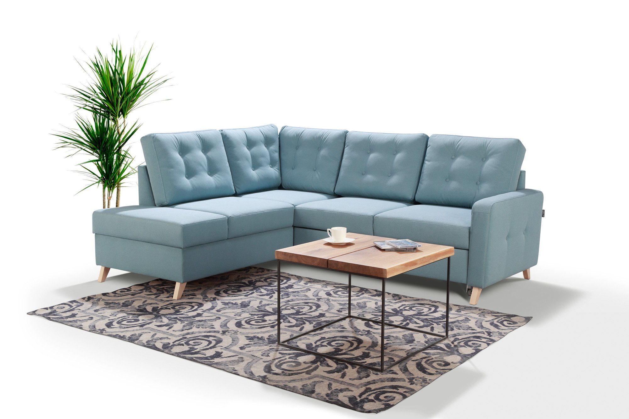 JVmoebel Ecksofa Bettfunktion Stoff Ecksofa L-Form Sofa Design Couch, Made in Europe