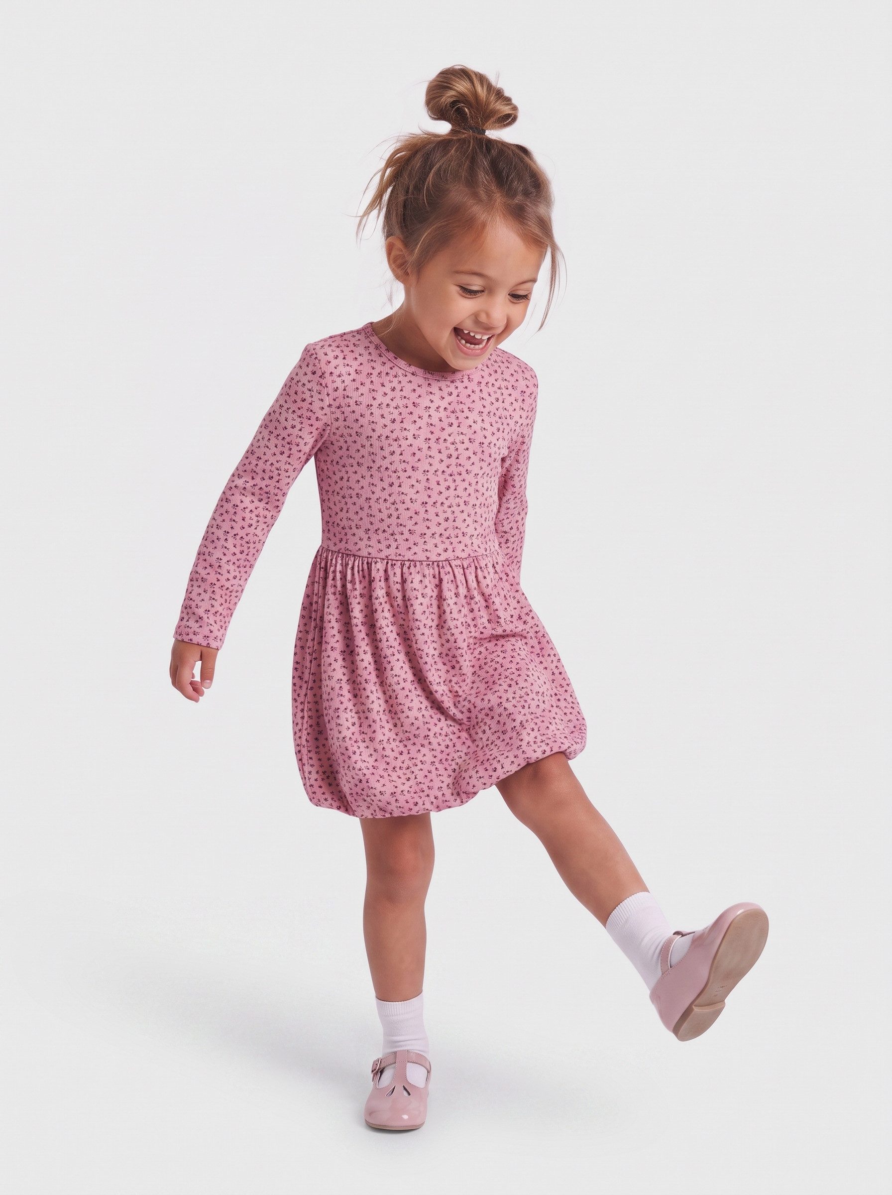 KIDS ONLY Minikleid KMGTRINNY LIFE AOP LS BAL DRESS JRS NOOS Baumwollmischung, regular fit