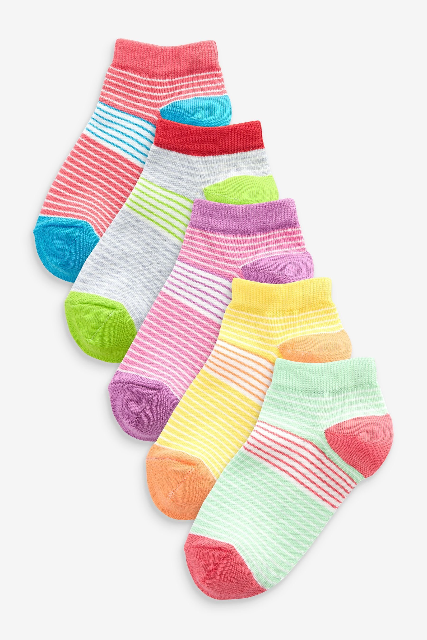 (5-Paar) Next Sneakersocken mit Baumwolle gestreifte Sneakersocken x 5