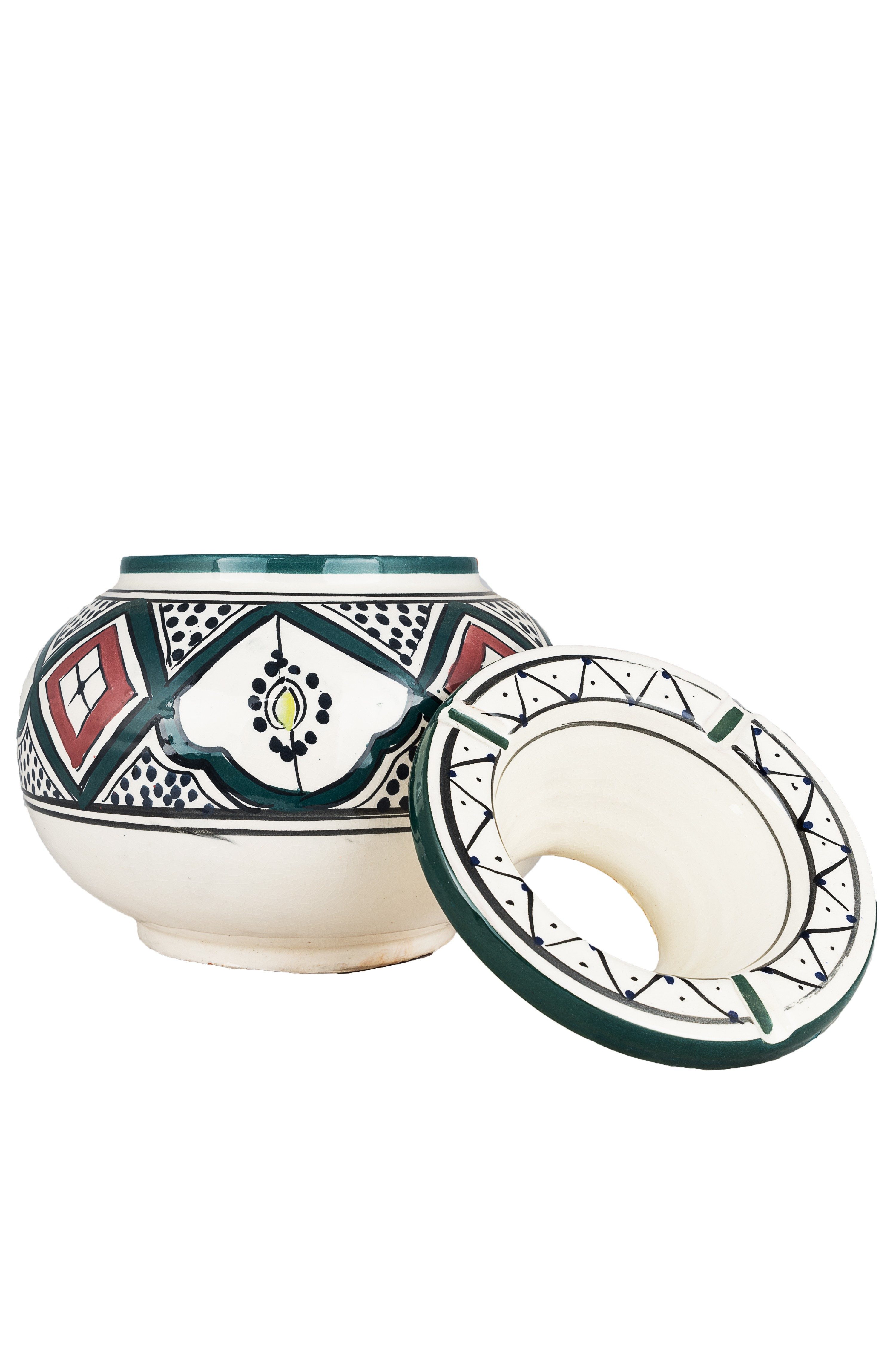 Marrakesch Orient & Mediterran Interior Aschenbecher Marokkanischer Aschenbecher Afnan XL handgefertigt aus Keramik 20 cm, Handarbeit