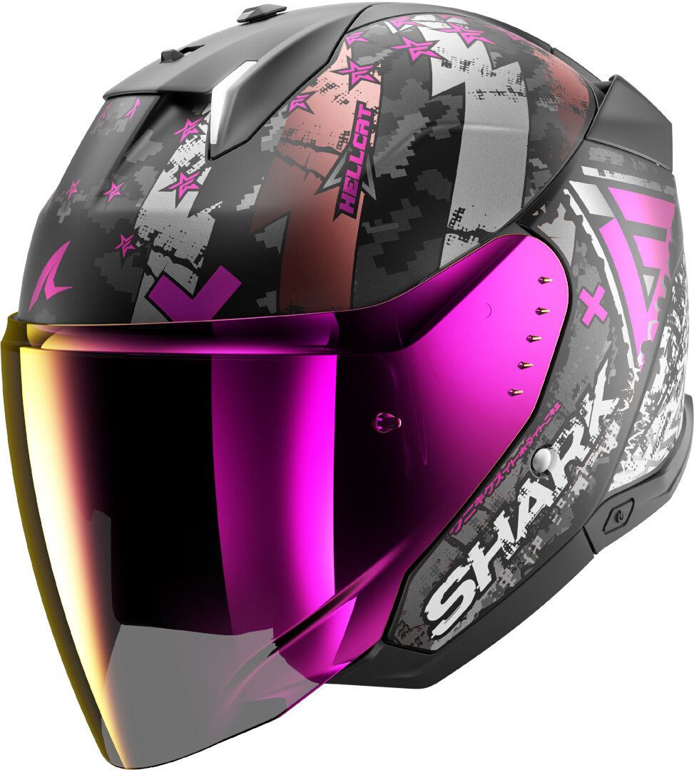 Shark Motorradhelm Skwal i3 Jet Hellcat Jethelm, vorbereitet für Kommunikationssystem,integriertes Sonnenvisier