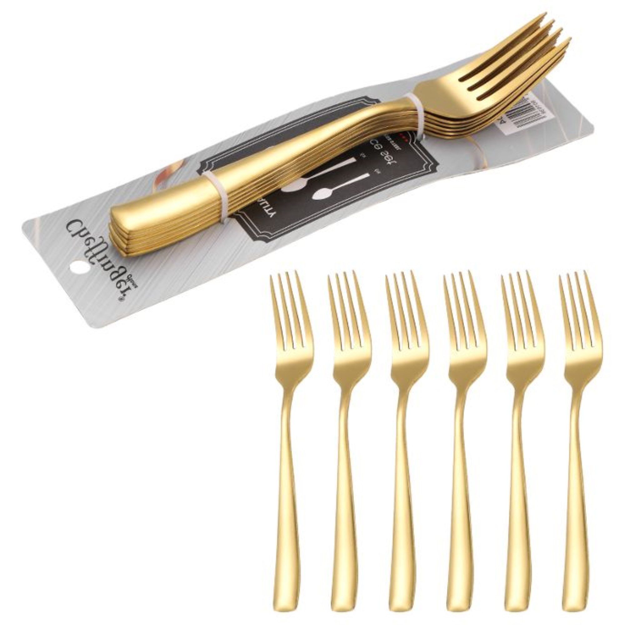 Cheffinger Besteck-Set 6er Set goldene Menügabel aus hochwertigem Edelstahl Modern & Elegant, Edelstahl – Bild 5 von 5