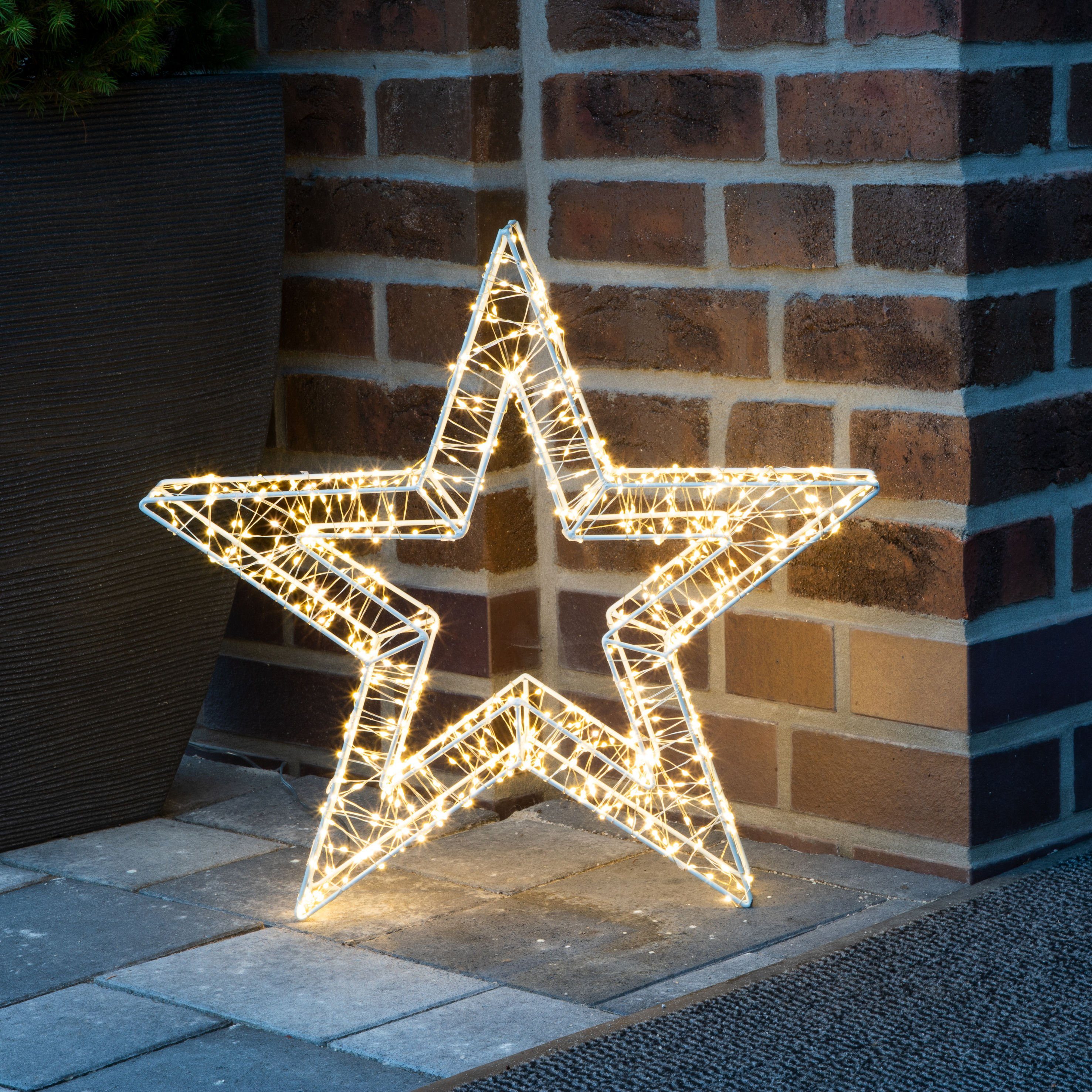 Spetebo Dekostern »LED Metall Stern weiß 52 cm 800 LED«, Weihnachts