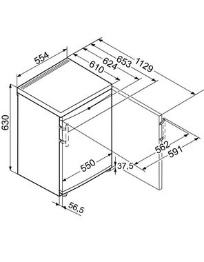 Liebherr Table Top Kühlschrank TX 1021-22, 63 cm hoch, 55,4 cm breit