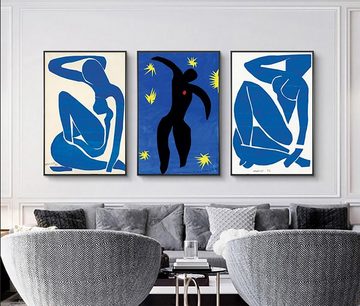 TPFLiving Kunstdruck (OHNE RAHMEN) Poster - Leinwand - Wandbild, Henri Matisse - Abstrakte Frauenkörper - (Leinwand Wohnzimmer, Leinwand Bilder, Kunstdruck), Farben: blau, schwarz, weiß - Größe: 10x15cm