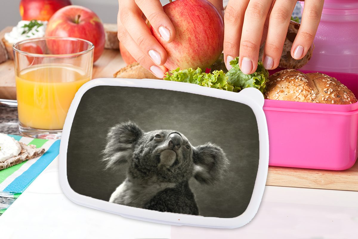 MuchoWow Lunchbox Koala - Brotdose Kontur, Kinder, Snackbox, Kunststoff Brotbox für (2-tlg), - Erwachsene, Mädchen, Tiere Kunststoff, rosa