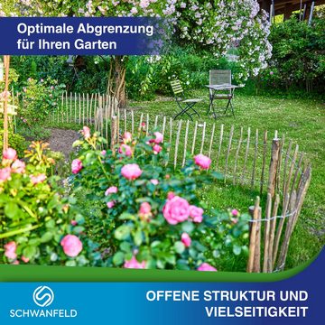 Schwanfeld Staketenzaun 90x500cm- Premium wetterbeständige Abgrenzung - inkl. Montageanleitung, (Hochwertiger Gartenzaun Holz - FSC Zertifiziertes Holz - Rollzaun)