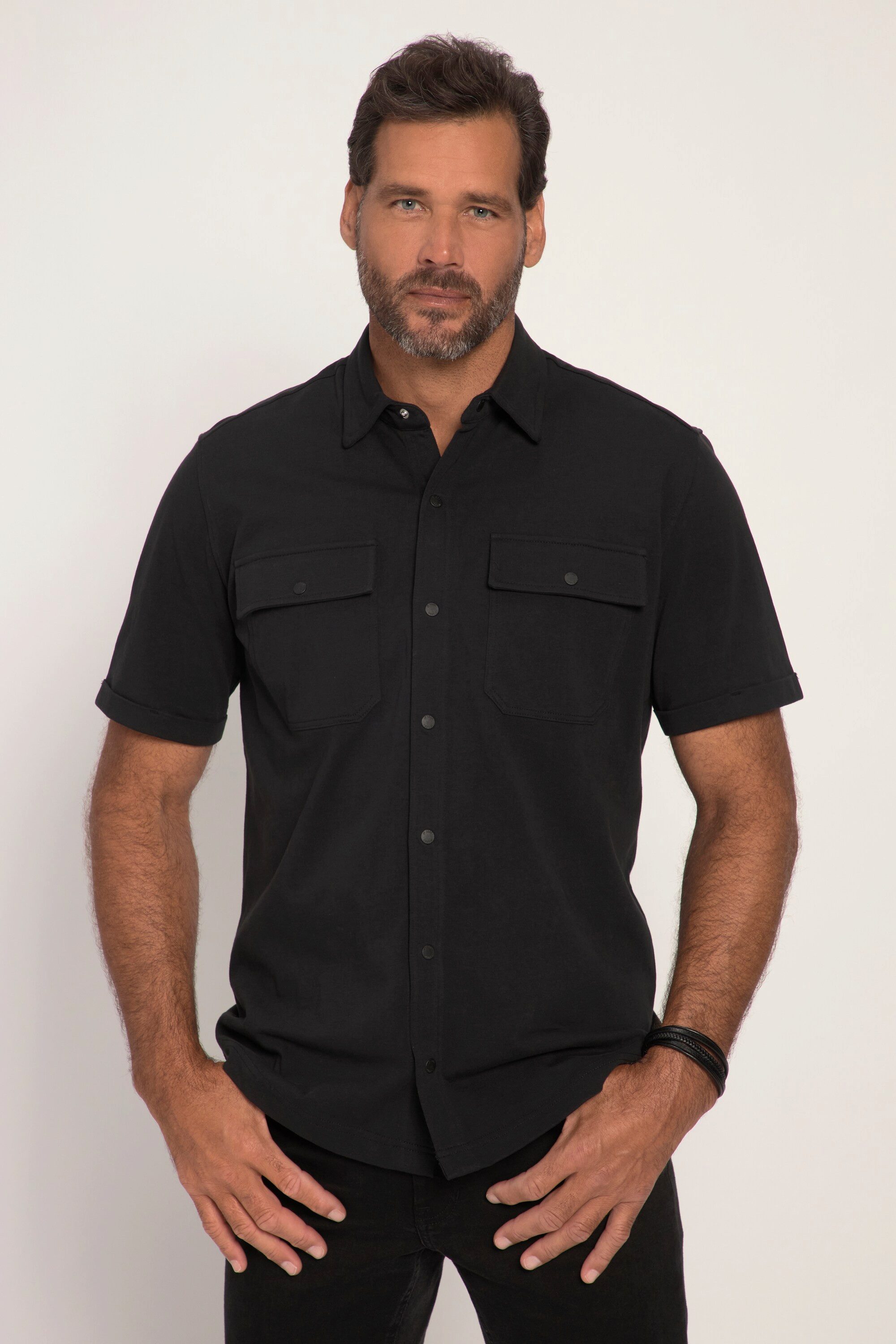 Kurzarmhemd Jersey-Hemd Halbarm Kent-Kragen Modern Fit