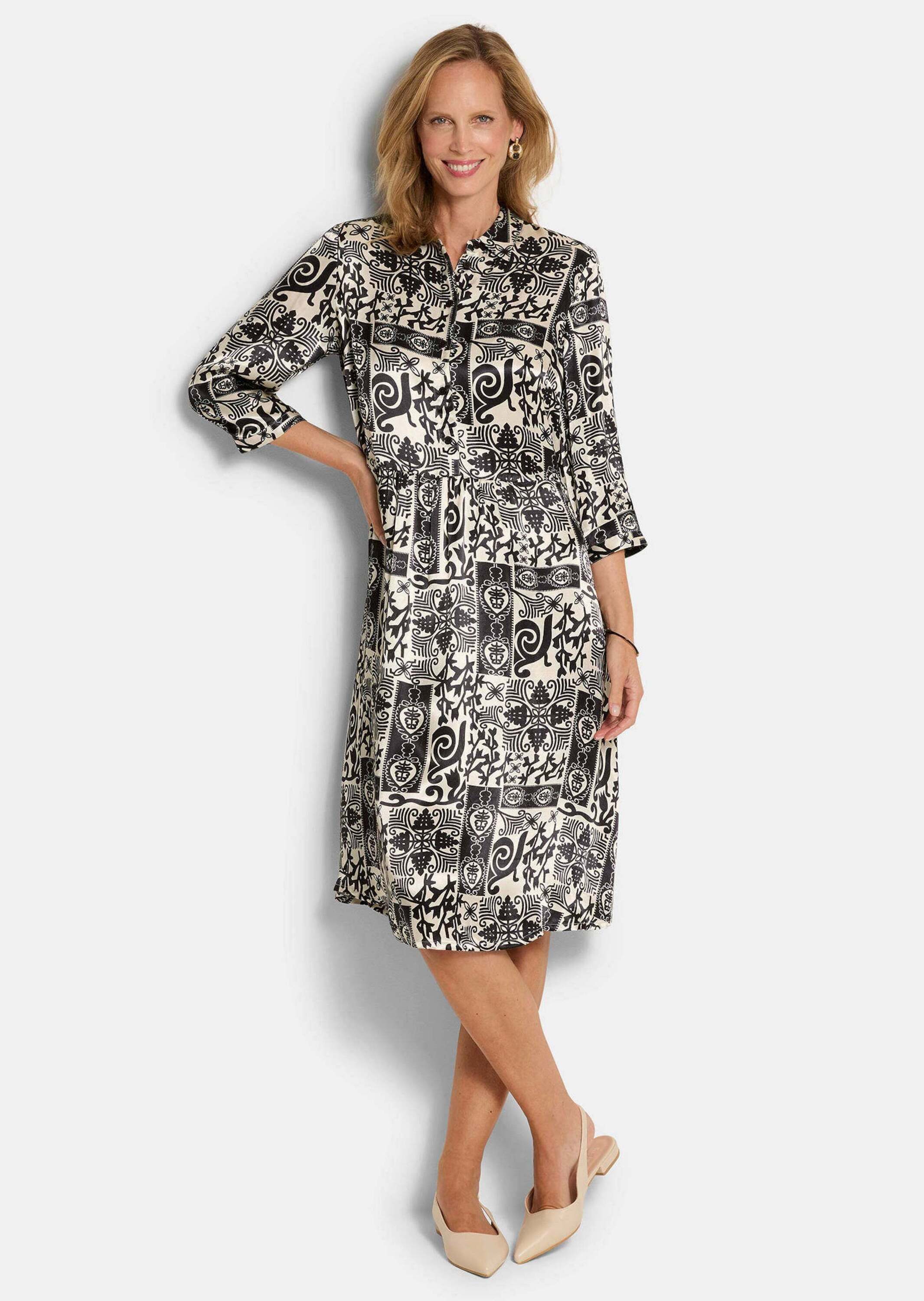 Sommerkleid Kurzgröße: Viskosekleid mit Bicolor-Print