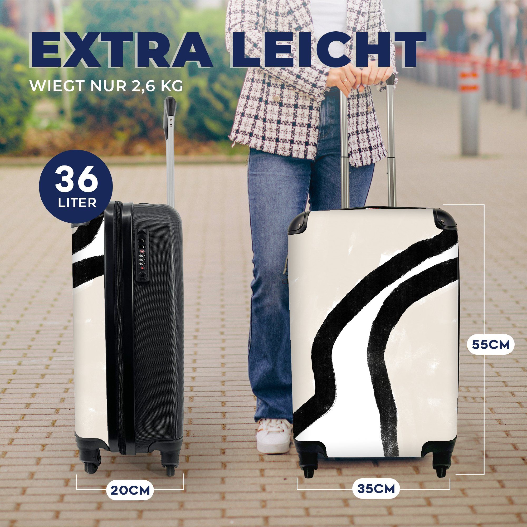 - - MuchoWow Reisetasche Trolley, Design rollen, Pastell, Rollen, Ferien, mit Linie für - 4 Handgepäckkoffer Handgepäck Abstrakt Reisekoffer