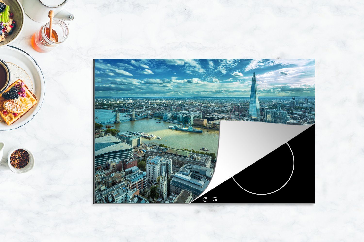 Skyline - England, MuchoWow (1 Ceranfeldabdeckung Schutz tlg), Herdblende-/Abdeckplatte die London Vinyl, cm, - für küche, Induktionskochfeld 81x52