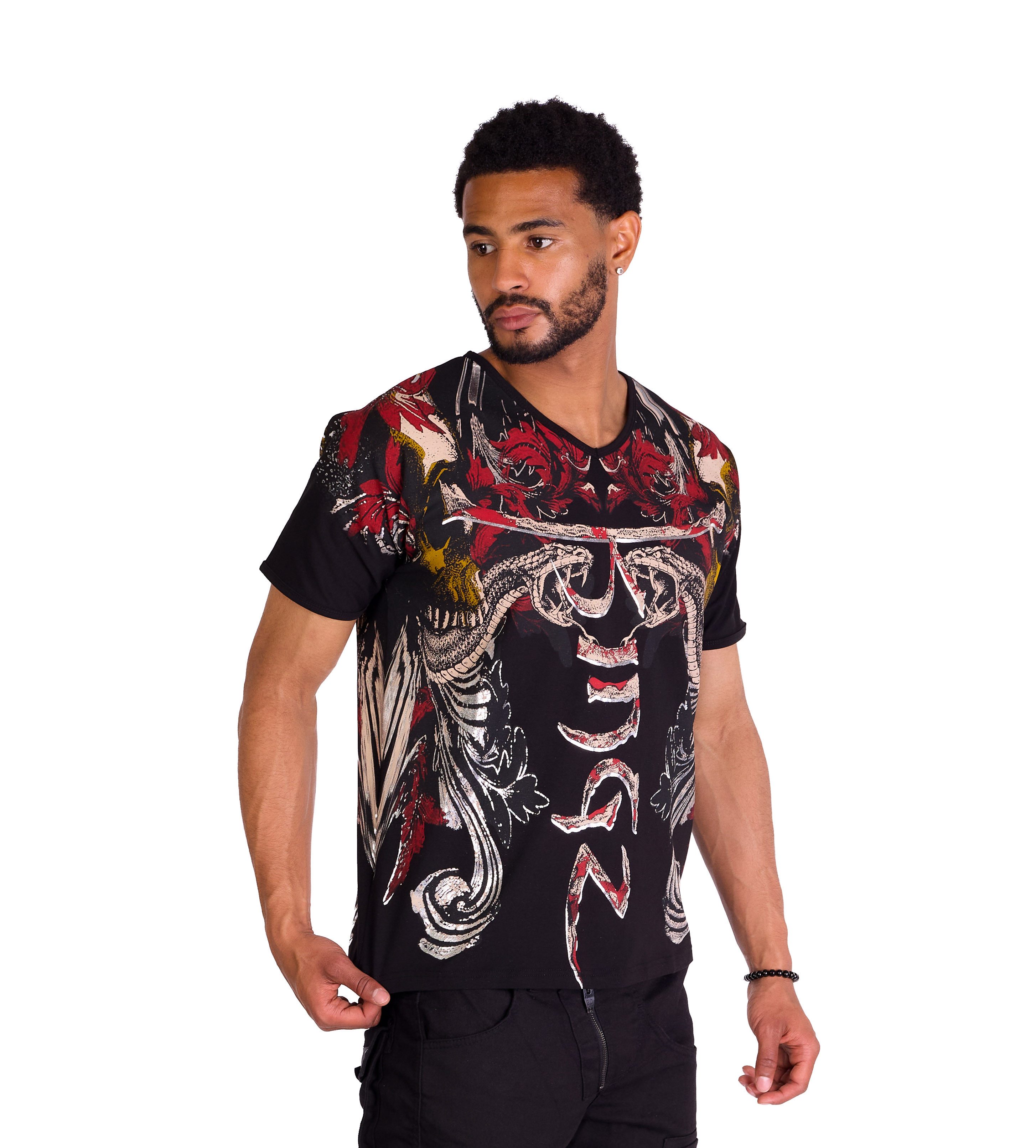 KINGZ T-Shirt Totenkopf Shirt mit All-Over Print