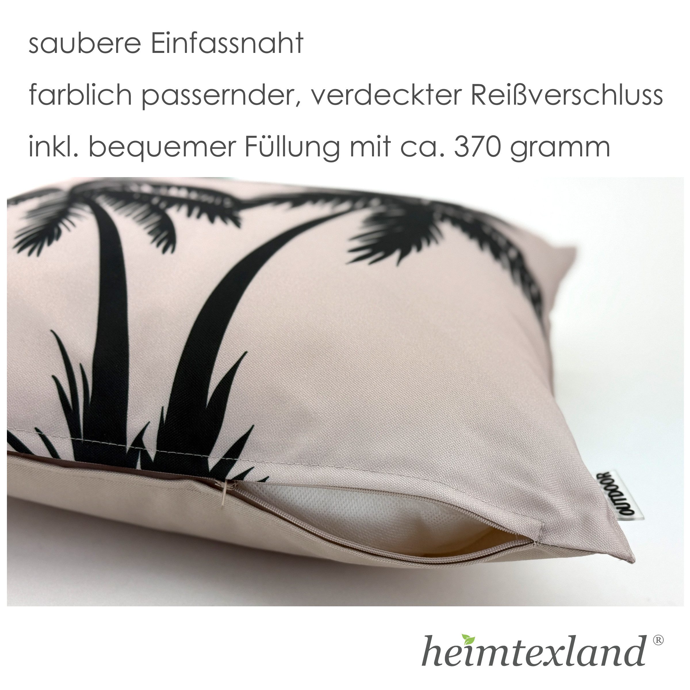 heimtexland Dekokissen Outdoor Garten Deko Kissen Outdoorkissen bedruckt, Lotus Effekt, schmutz- und wasserabweisend, inkl. Füllung