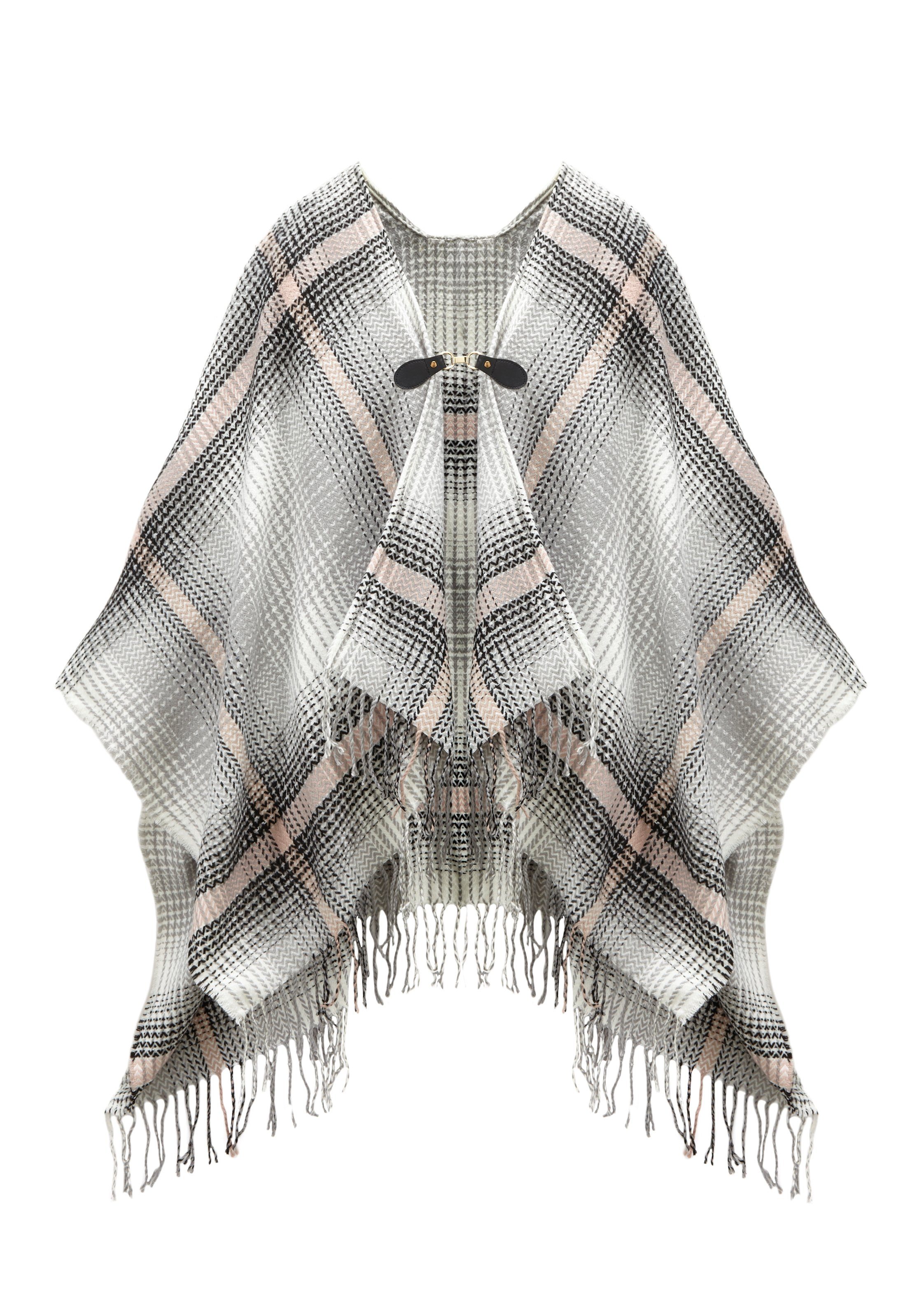 LASCANA Strickponcho Cape modisches Karo Muster günstig online kaufen
