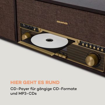 Auna »Belle Epoque 1912 Retro-Plattenspieler CD BT USB DAB+/UKW braun« Plattenspieler (Bluetooth)