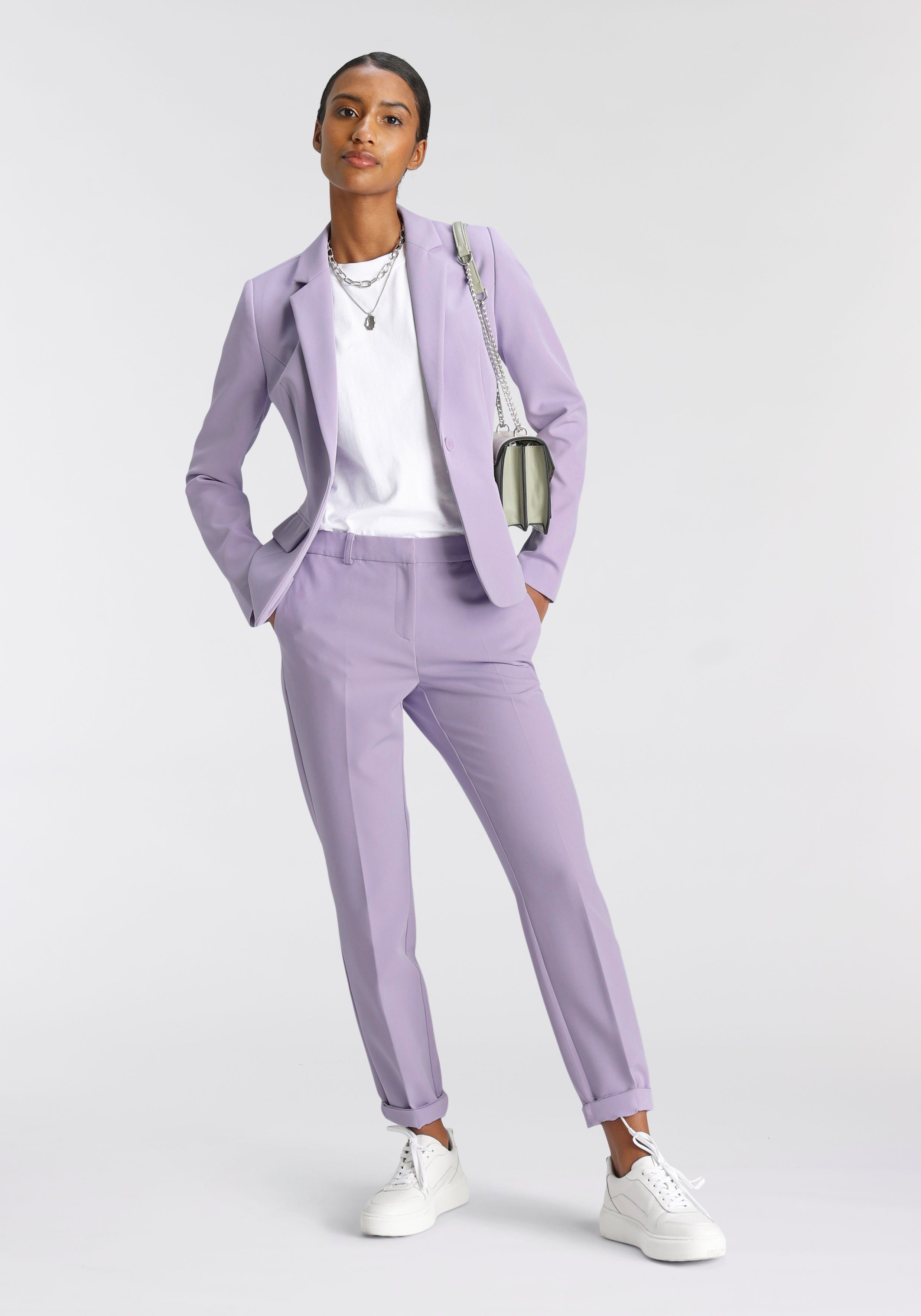Tamaris Anzughose in Trendfarben flieder Material) aus nachhaltigem (Hose