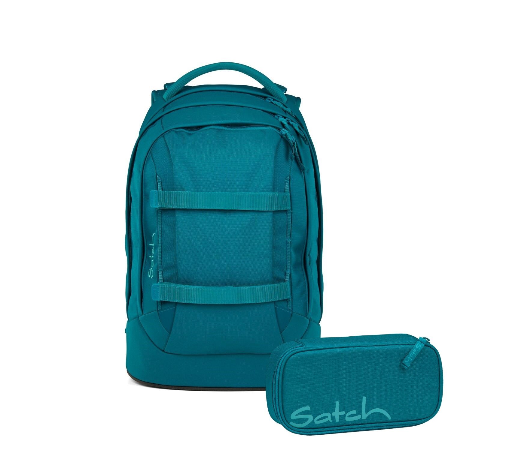 Satch Schulranzen Schulrucksack-Set PACK Deep Petrol 2-teilig, Kollektion 25/26 (2-teilig), ergonomisch, Your-Size-System: auf Körpergröße anpassbar