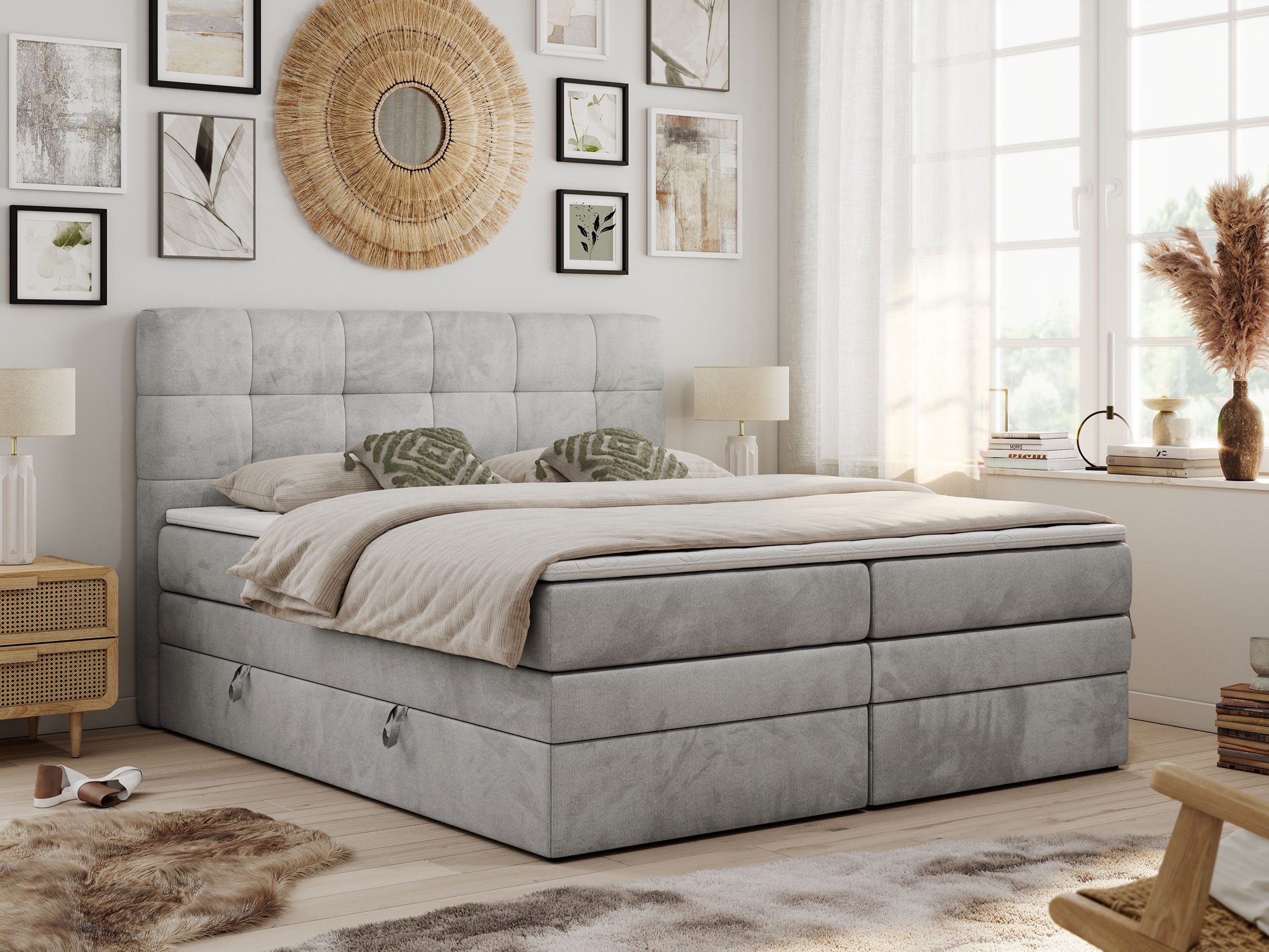 MKS MÖBEL Boxspringbett LUKA KING (King Doppelbett, Bonell Matratzen, Multi günstig online kaufen