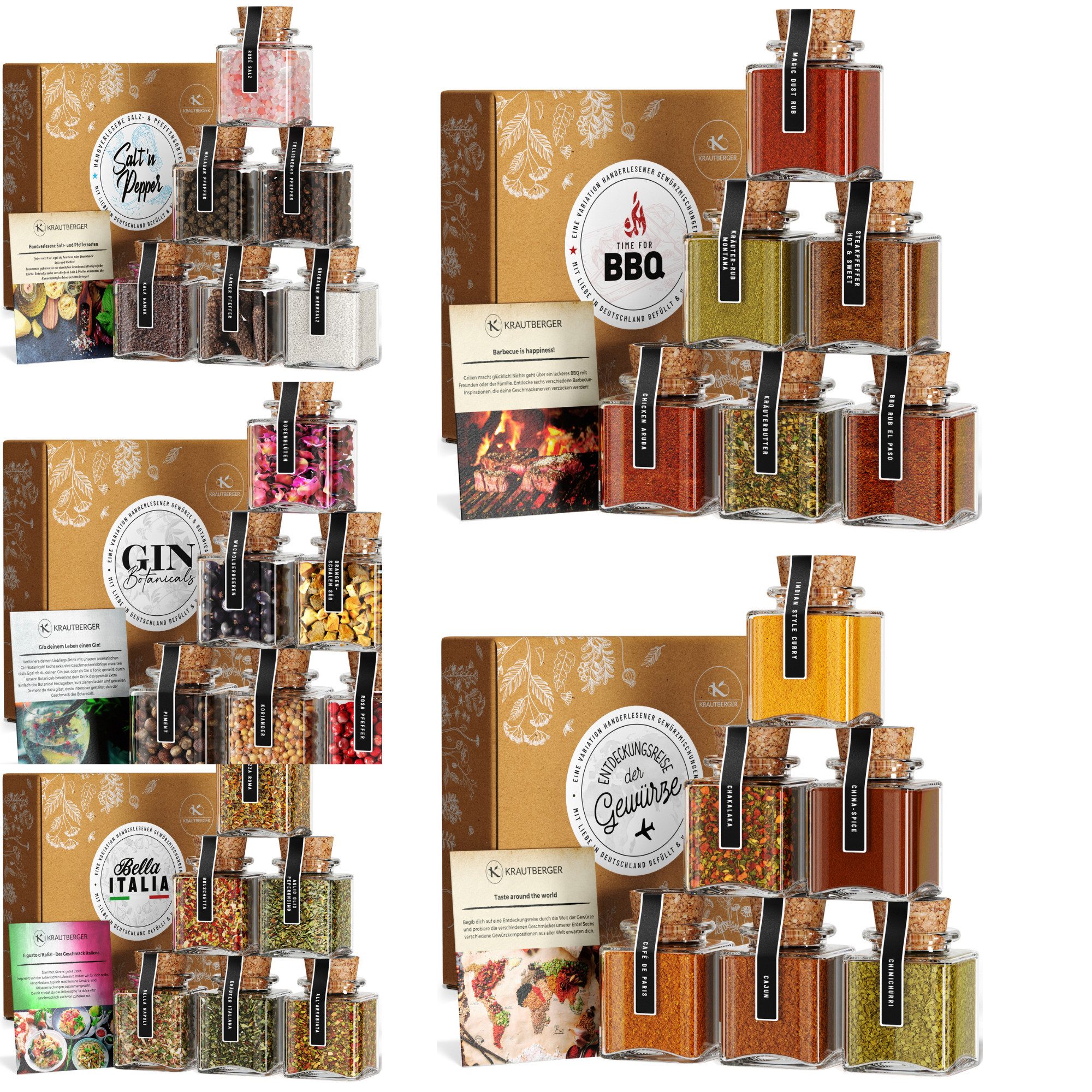 Boxiland Lebensmittel-Geschenkset BIO Gewürz Geschenkbox – 6er Set für Küche, Grill & Genuss, (Sorgfältig abgestimmte Gewürzmischungen im Set), Intensives Aroma durch hochwertige BIO-Zutaten