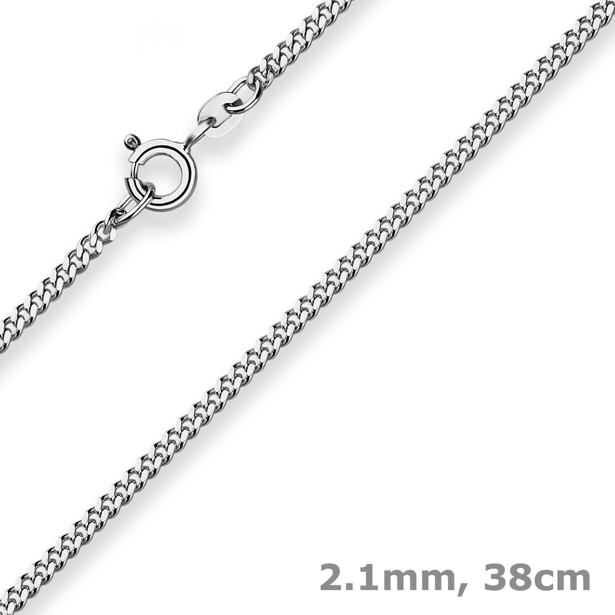 Schmuck Krone Panzerkette 2,1mm Panzerkette aus 925 Silber rhodiniert 38cm, Silber 925